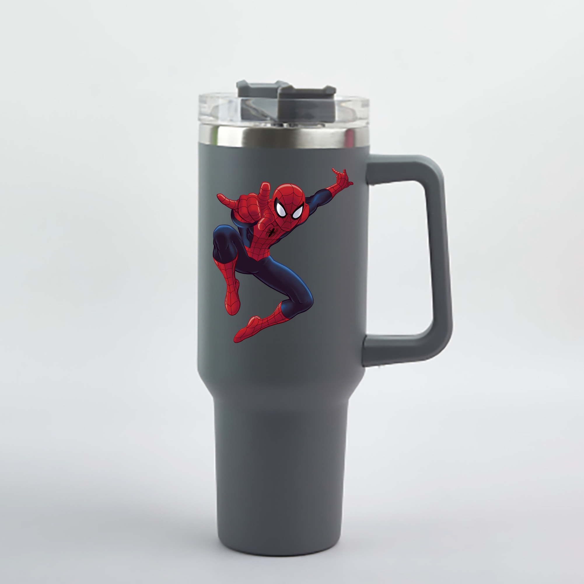 （画像用） Spider Man スパイダーマン 1200mL車用タンブラー - クリスタルステッカー（プラスチックストロー付き）