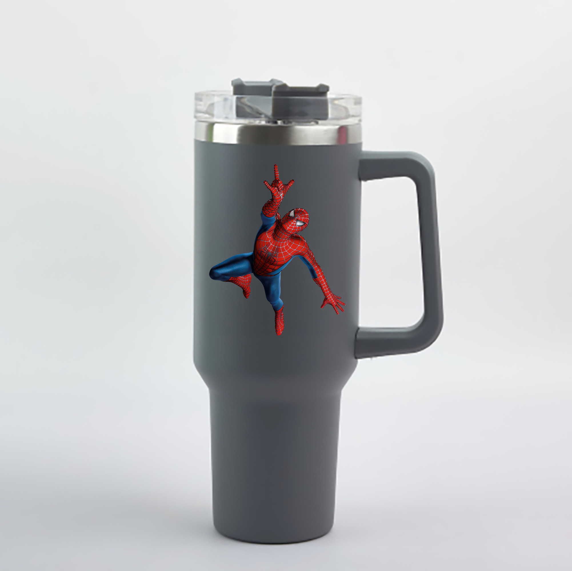 （画像用） Spider Man スパイダーマン 1200mL車用タンブラー - クリスタルステッカー（プラスチックストロー付き）