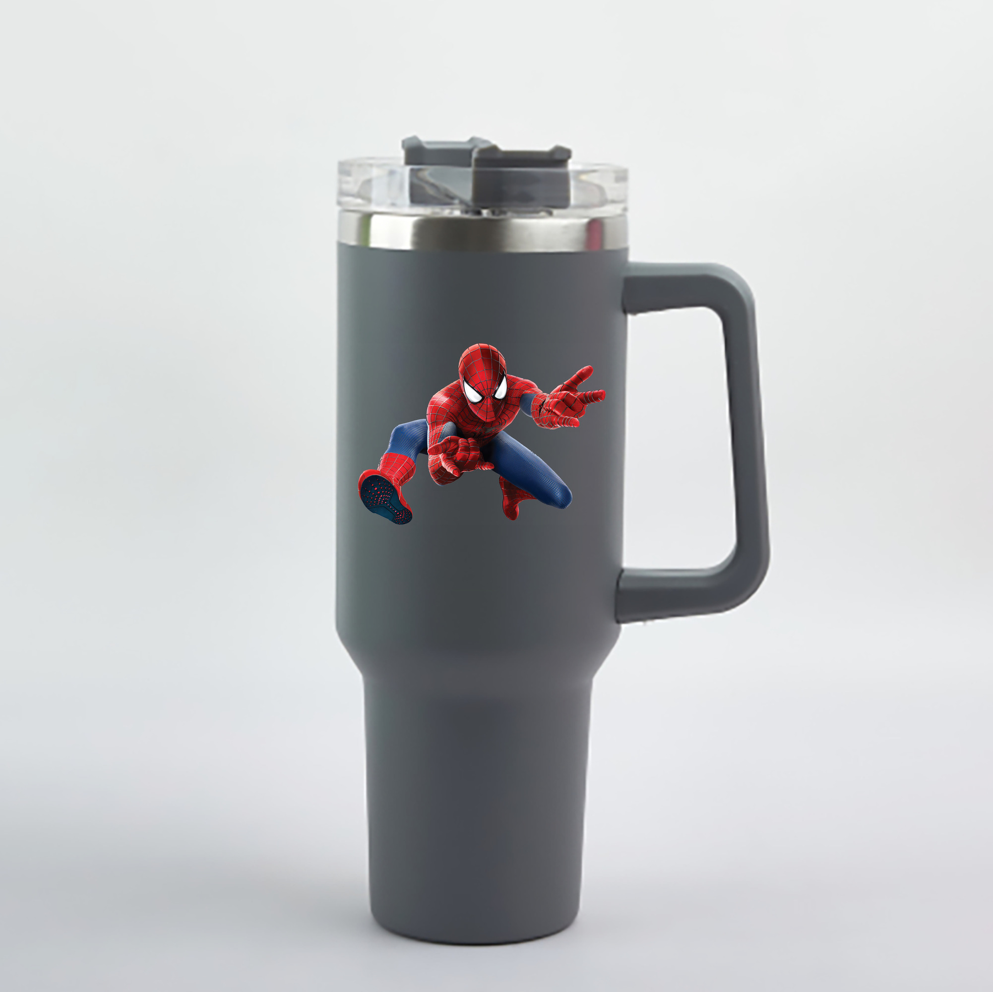 （画像用） Spider Man スパイダーマン 1200mL車用タンブラー - クリスタルステッカー（プラスチックストロー付き）