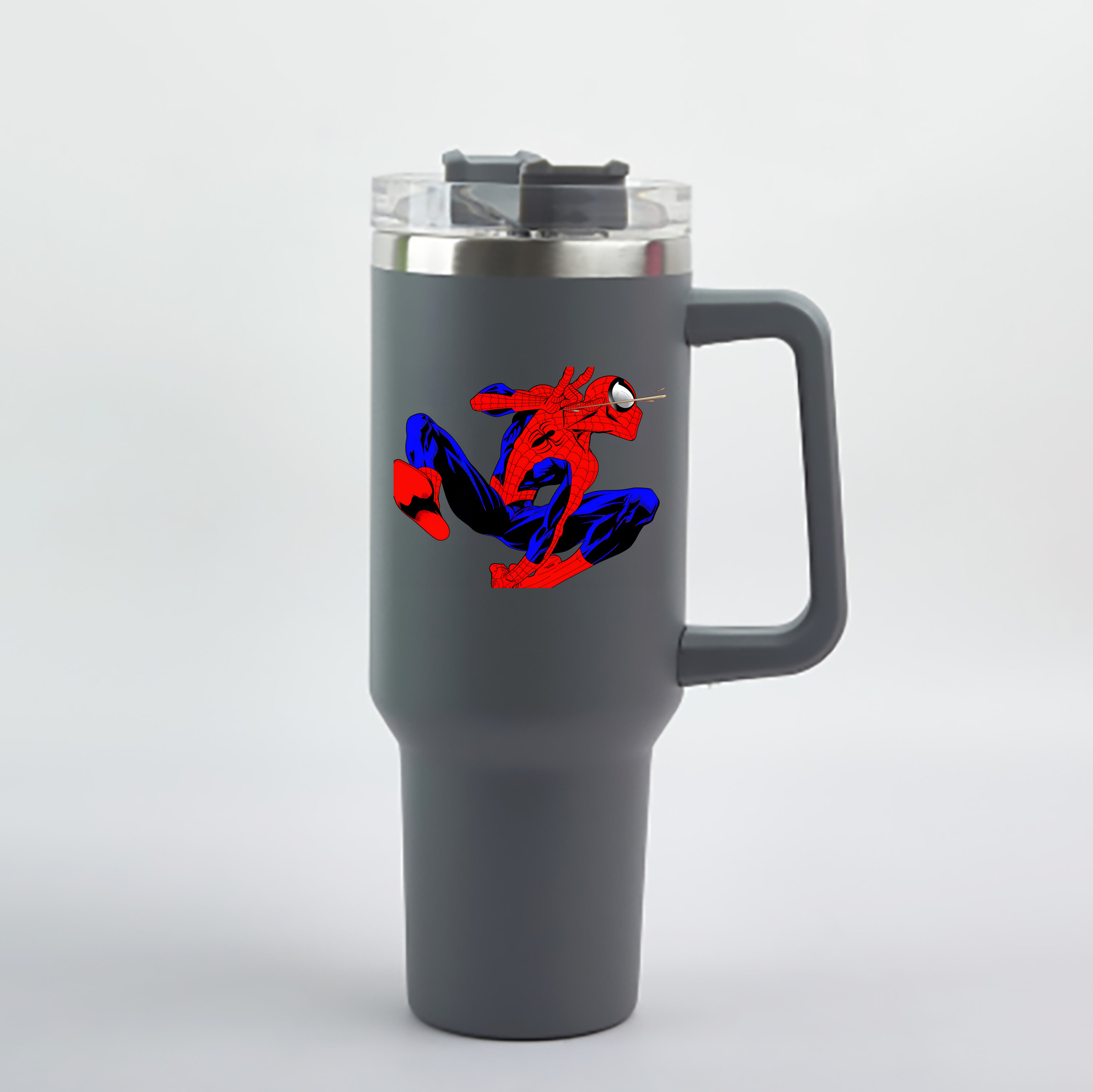 （画像用） Spider Man スパイダーマン 1200mL車用タンブラー - クリスタルステッカー（プラスチックストロー付き）
