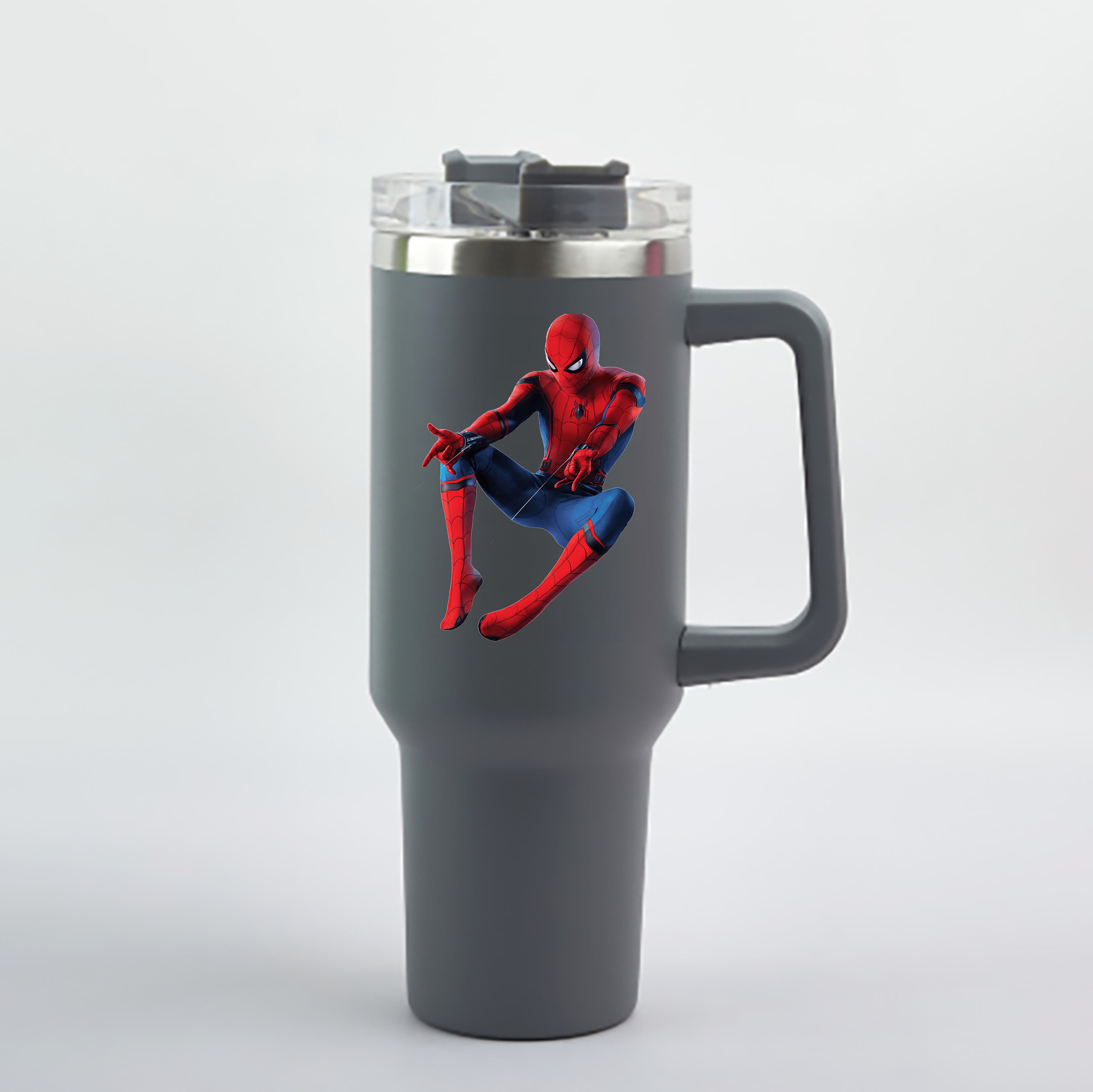 （画像用） Spider Man スパイダーマン 1200mL車用タンブラー - クリスタルステッカー（プラスチックストロー付き）