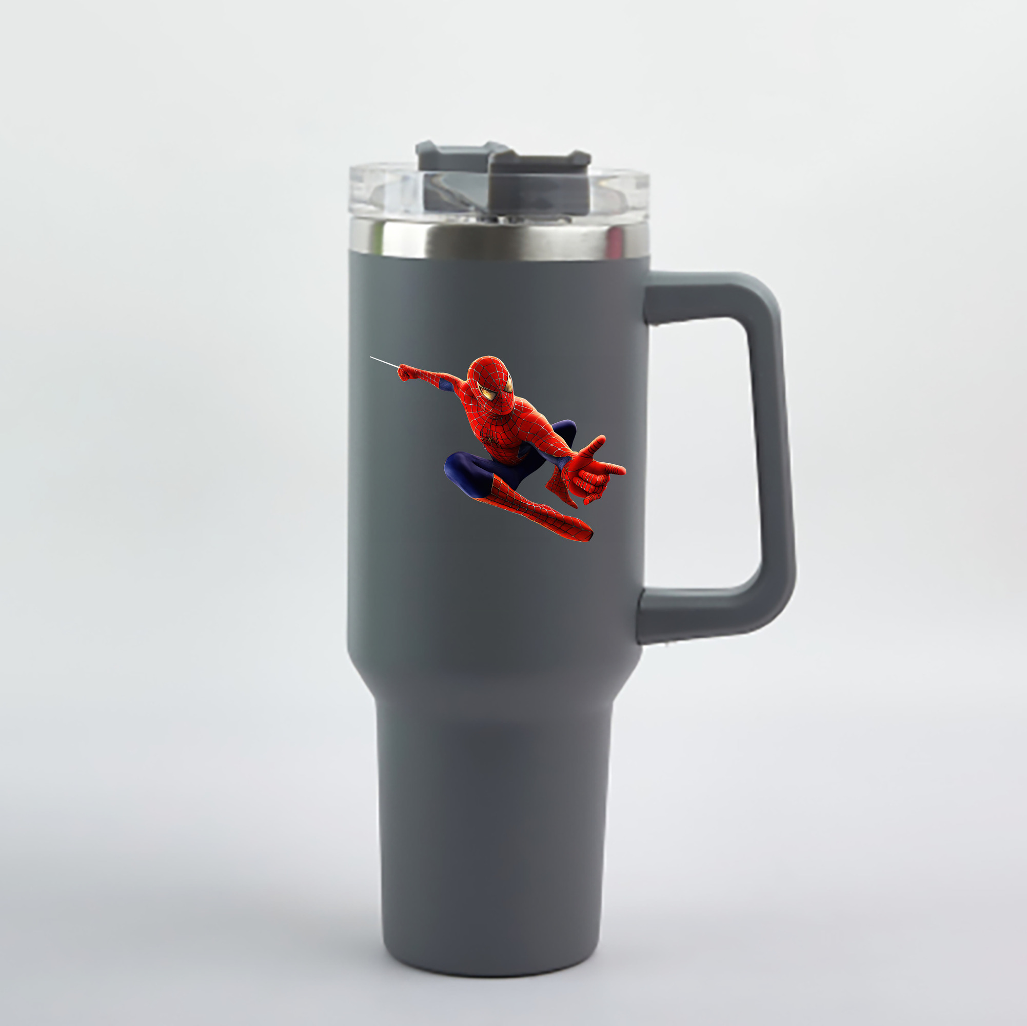 （画像用） Spider Man スパイダーマン 1200mL車用タンブラー - クリスタルステッカー（プラスチックストロー付き）