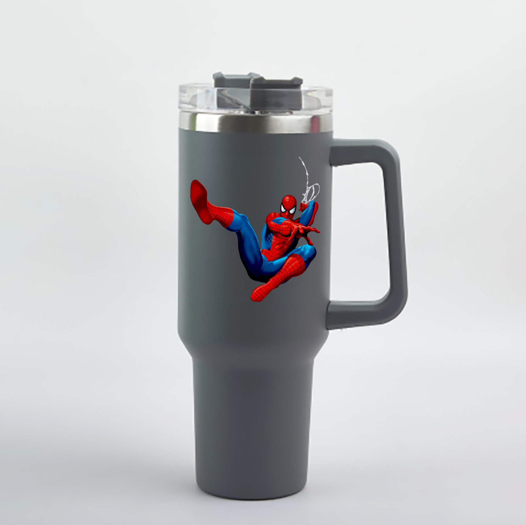 （画像用） Spider Man スパイダーマン 1200mL車用タンブラー - クリスタルステッカー（プラスチックストロー付き）