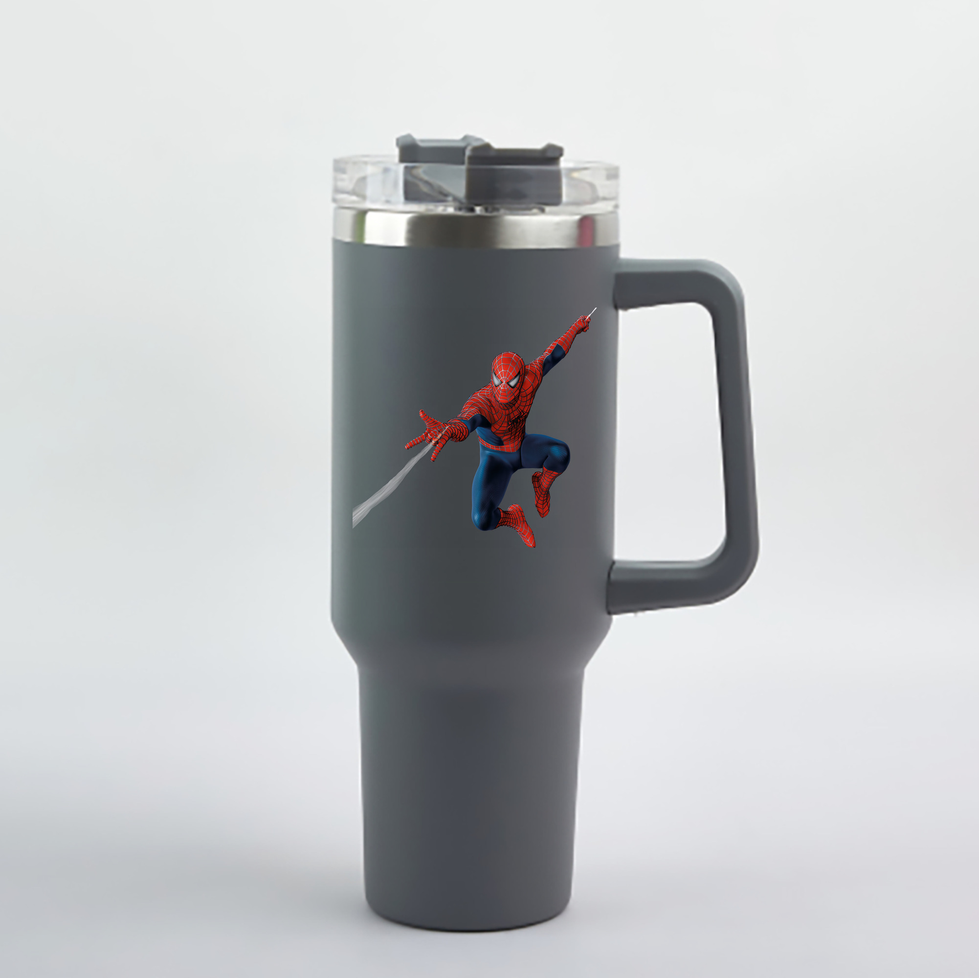 （画像用） Spider Man スパイダーマン 1200mL車用タンブラー - クリスタルステッカー（プラスチックストロー付き）