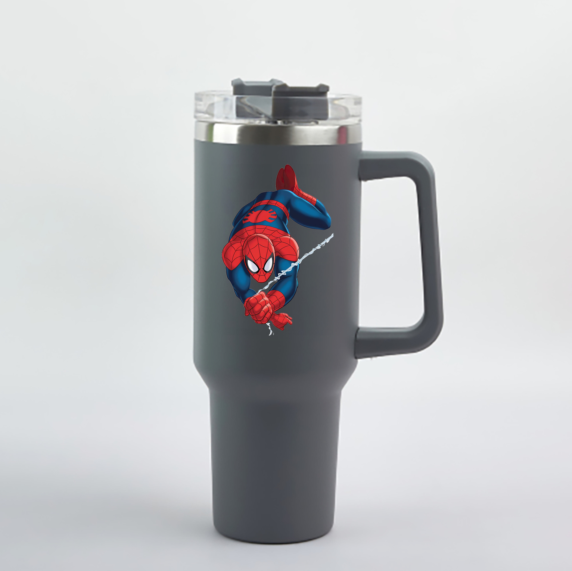 （画像用） Spider Man スパイダーマン 1200mL車用タンブラー - クリスタルステッカー（プラスチックストロー付き）