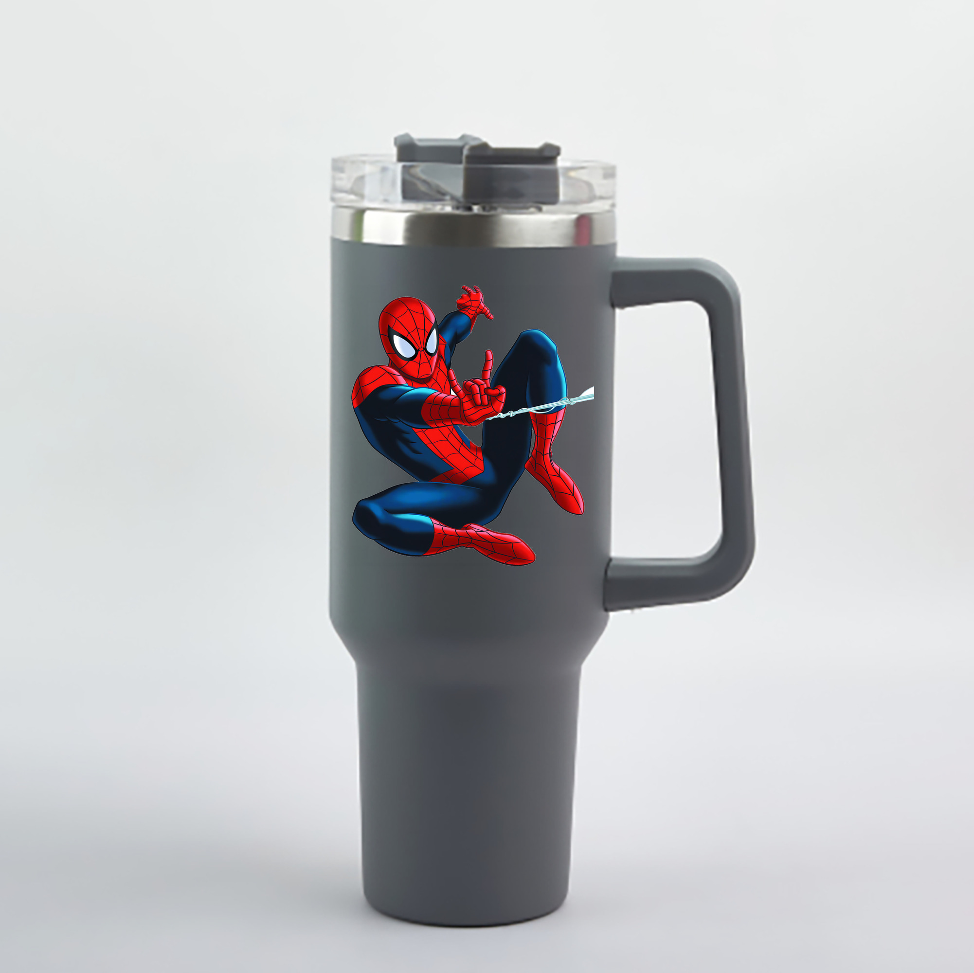（画像用） Spider Man スパイダーマン 1200mL車用タンブラー - クリスタルステッカー（プラスチックストロー付き）