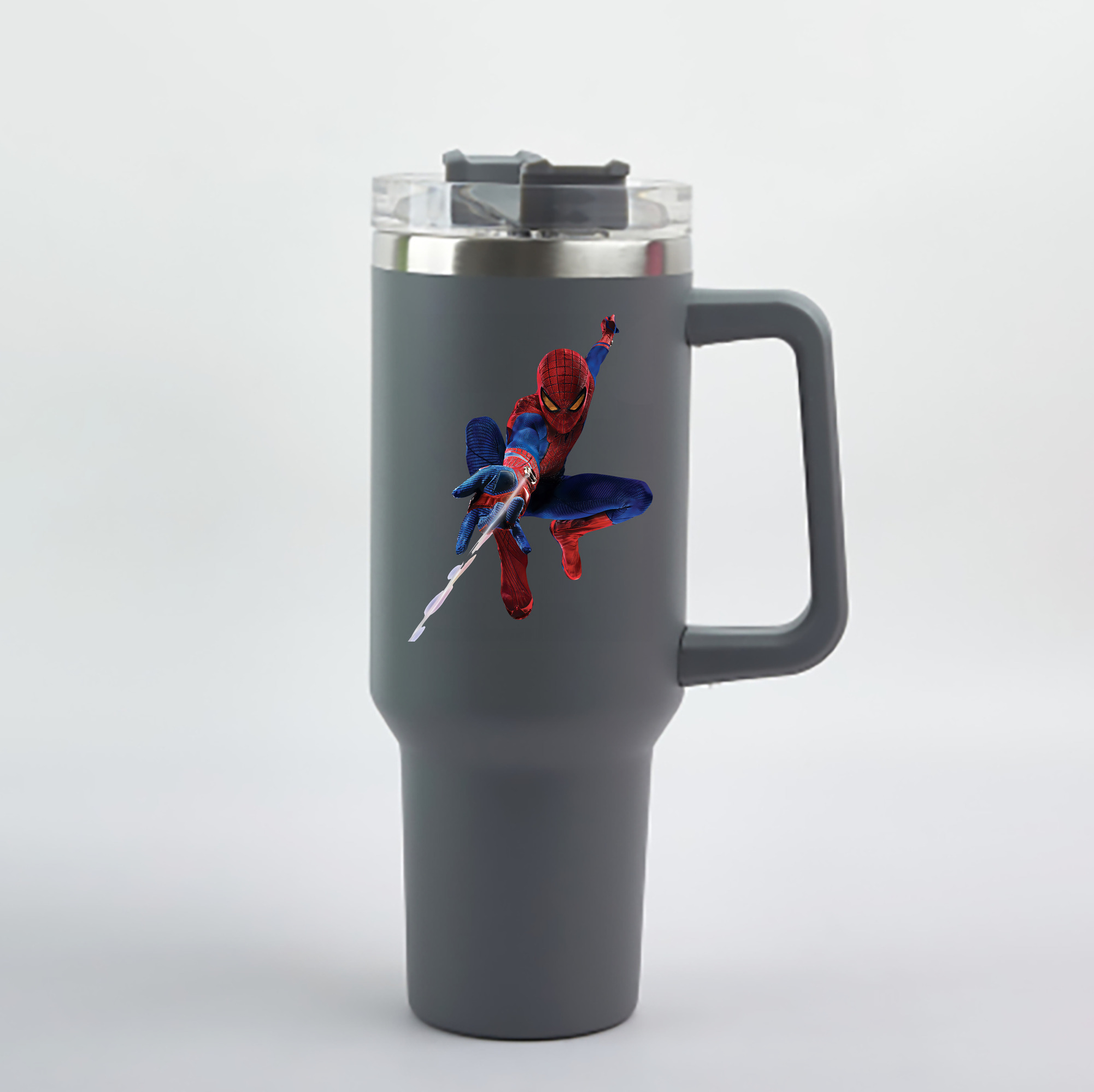 （画像用） Spider Man スパイダーマン 1200mL車用タンブラー - クリスタルステッカー（プラスチックストロー付き）