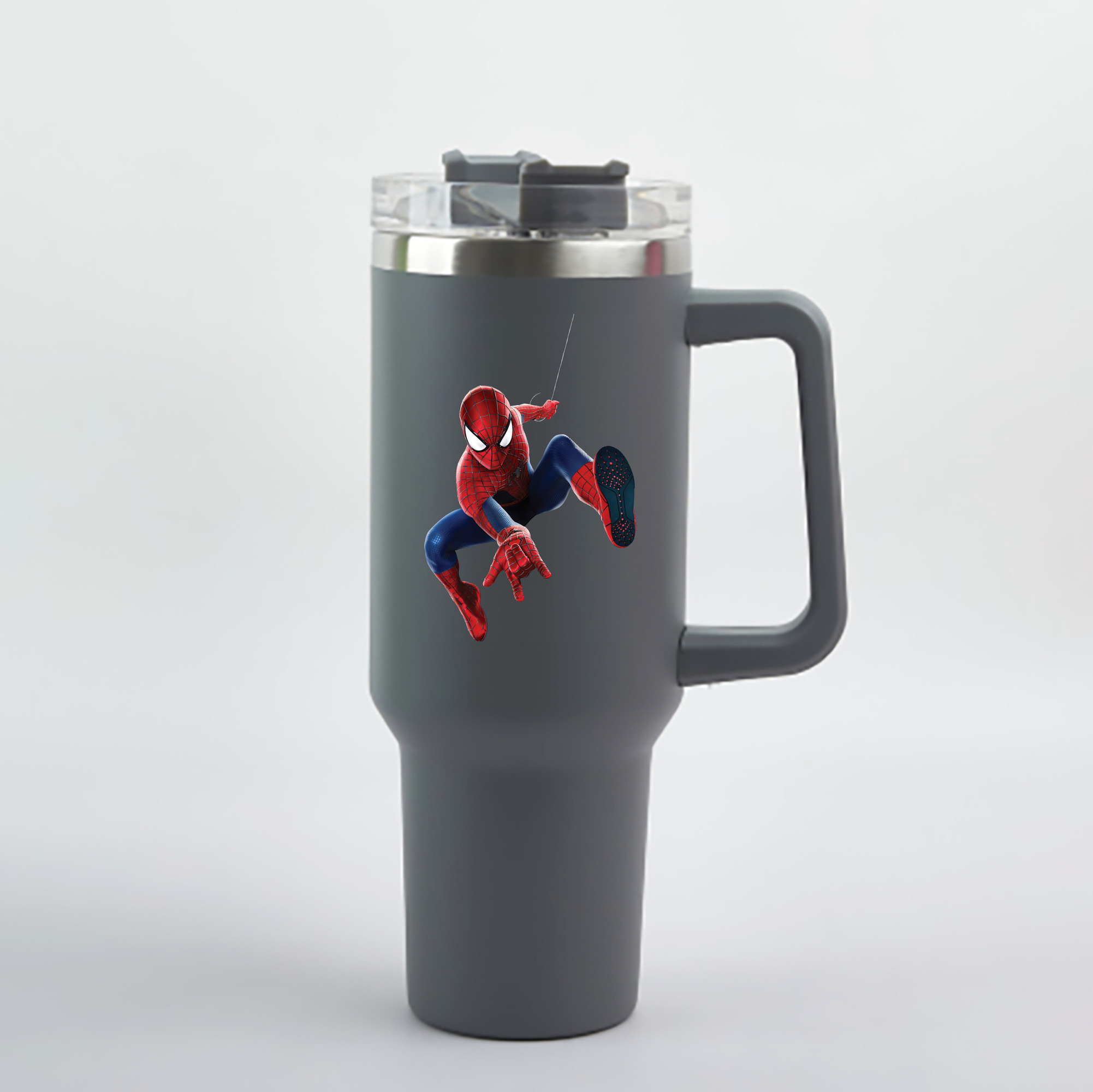 （画像用） Spider Man スパイダーマン 1200mL車用タンブラー - クリスタルステッカー（プラスチックストロー付き）