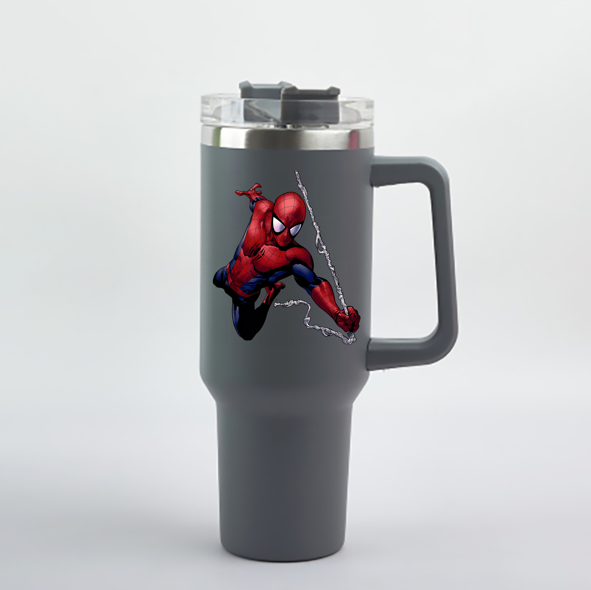 （画像用） Spider Man スパイダーマン 1200mL車用タンブラー - クリスタルステッカー（プラスチックストロー付き）