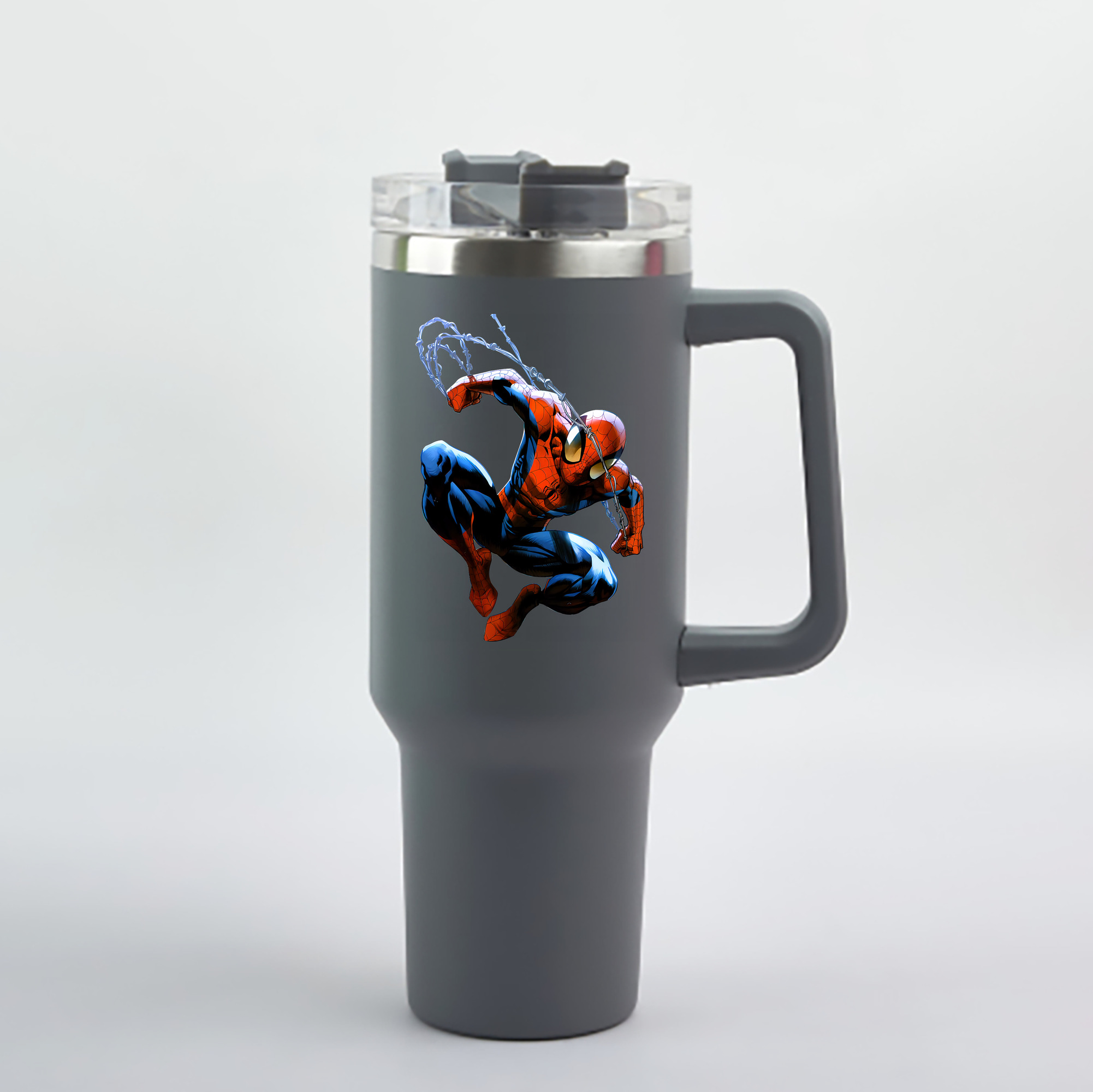 （画像用） Spider Man スパイダーマン 1200mL車用タンブラー - クリスタルステッカー（プラスチックストロー付き）