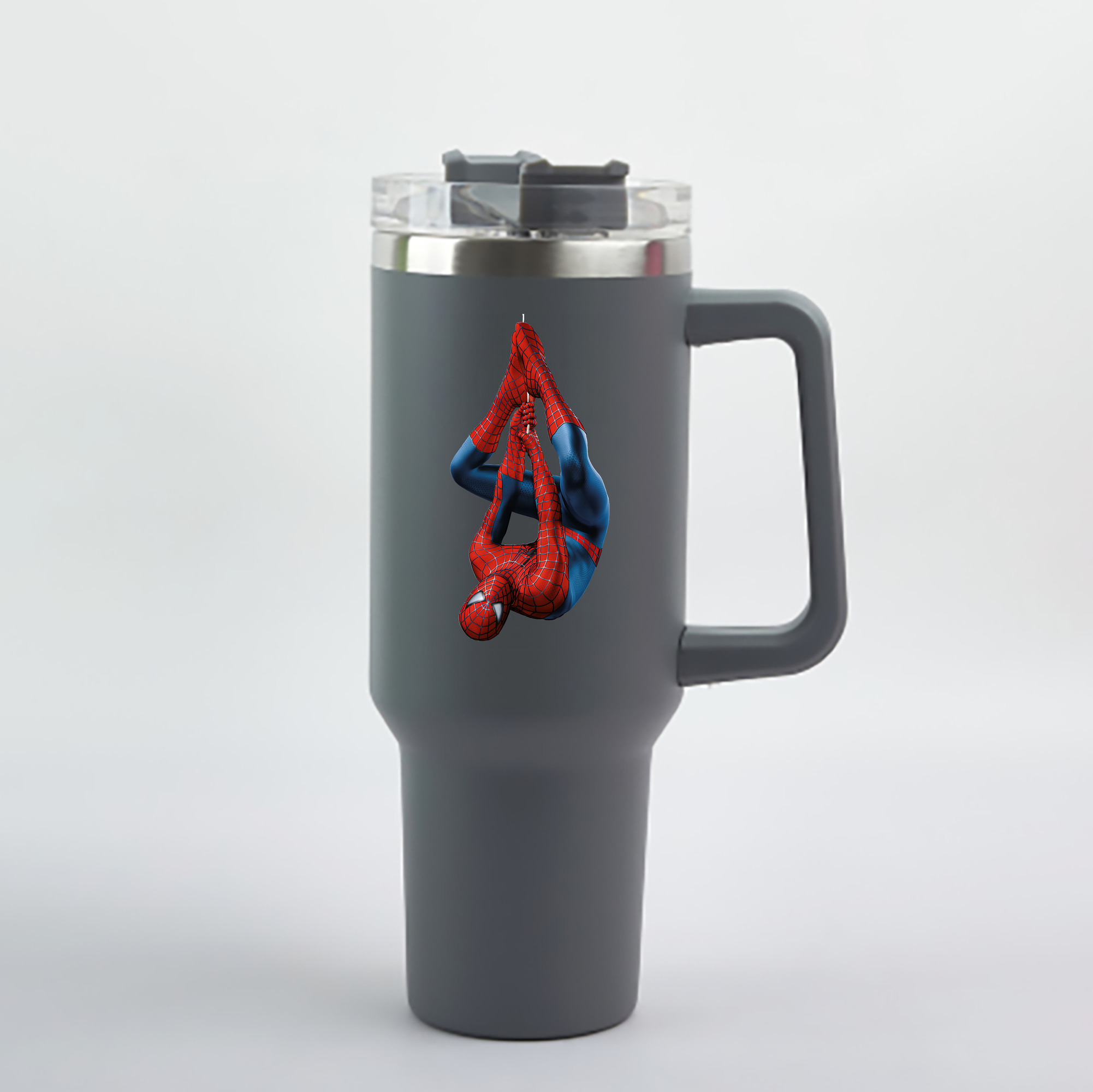 （画像用） Spider Man スパイダーマン 1200mL車用タンブラー - クリスタルステッカー（プラスチックストロー付き）
