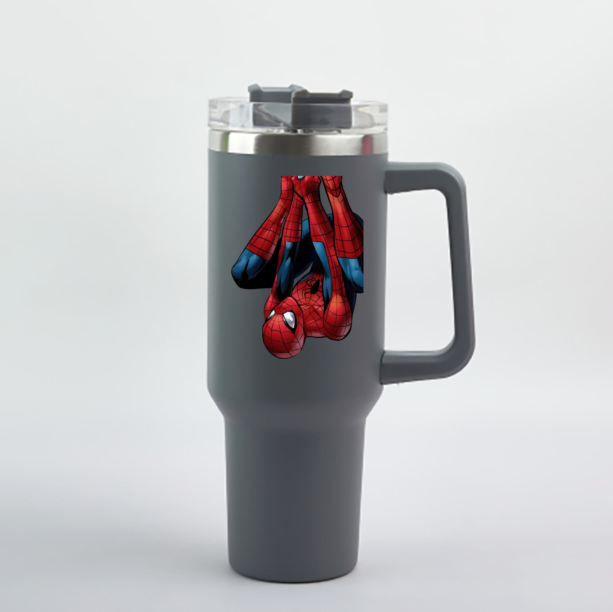 （画像用） Spider Man スパイダーマン 1200mL車用タンブラー - クリスタルステッカー（プラスチックストロー付き）