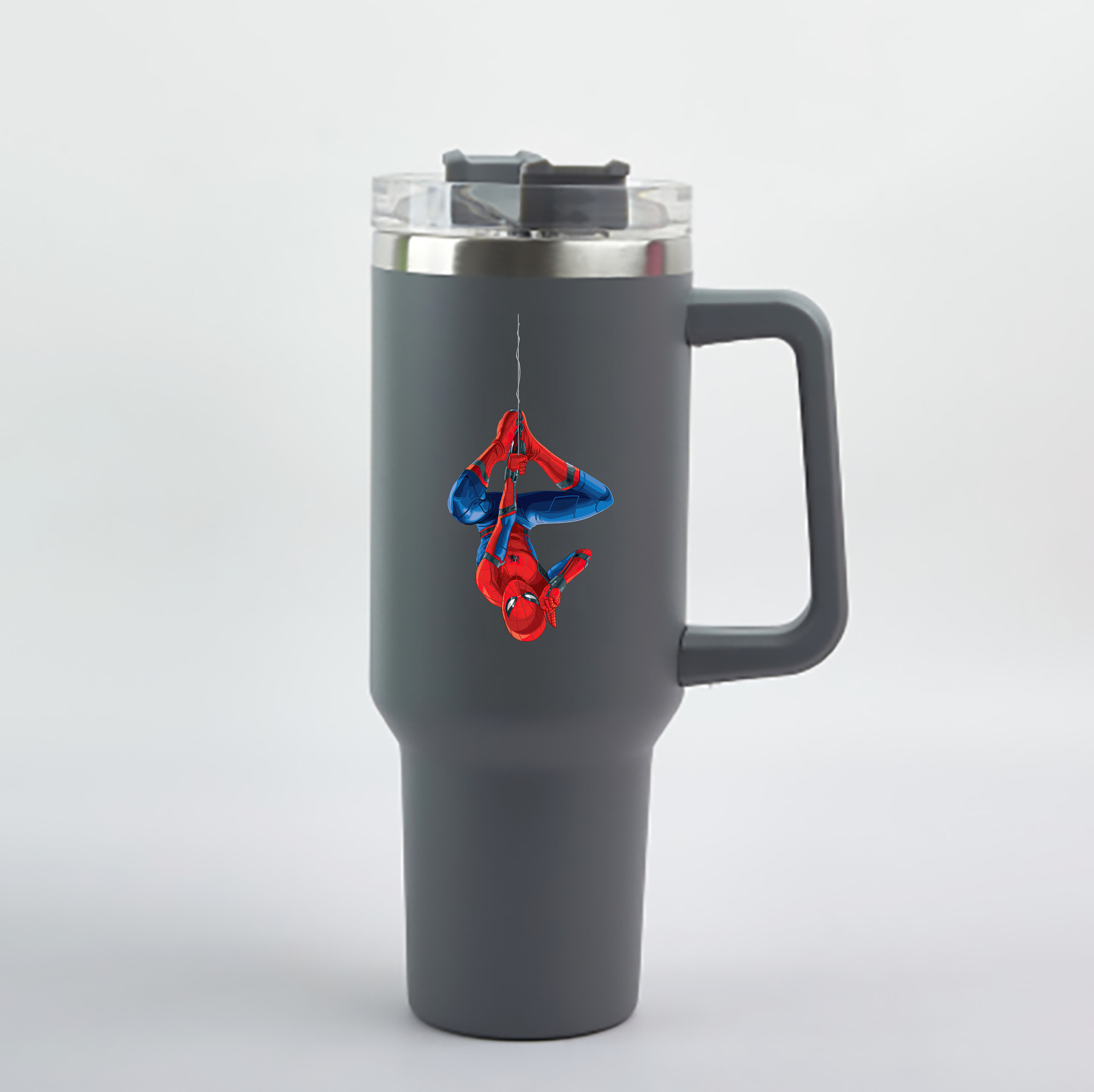 （画像用） Spider Man スパイダーマン 1200mL車用タンブラー - クリスタルステッカー（プラスチックストロー付き）