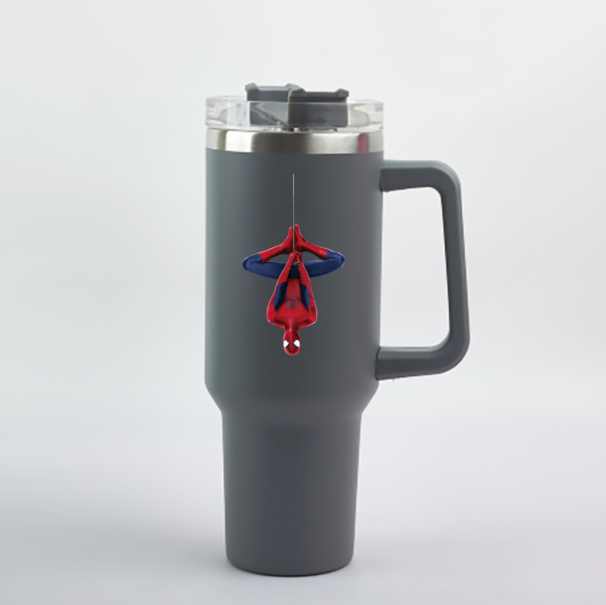 （画像用） Spider Man スパイダーマン 1200mL車用タンブラー - クリスタルステッカー（プラスチックストロー付き）