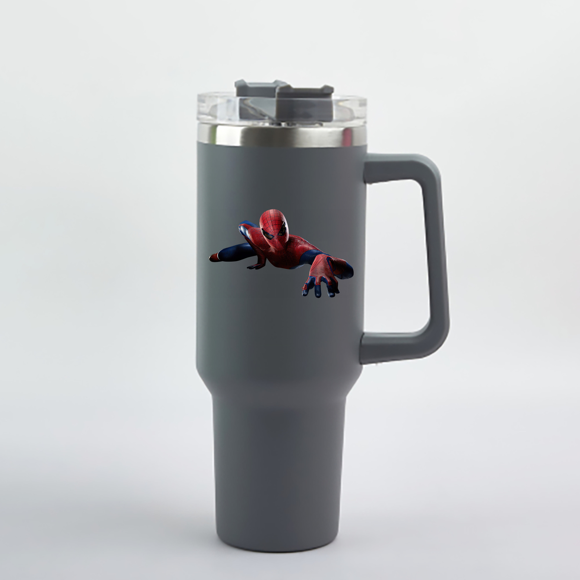 （画像用） Spider Man スパイダーマン 1200mL車用タンブラー - クリスタルステッカー（プラスチックストロー付き）