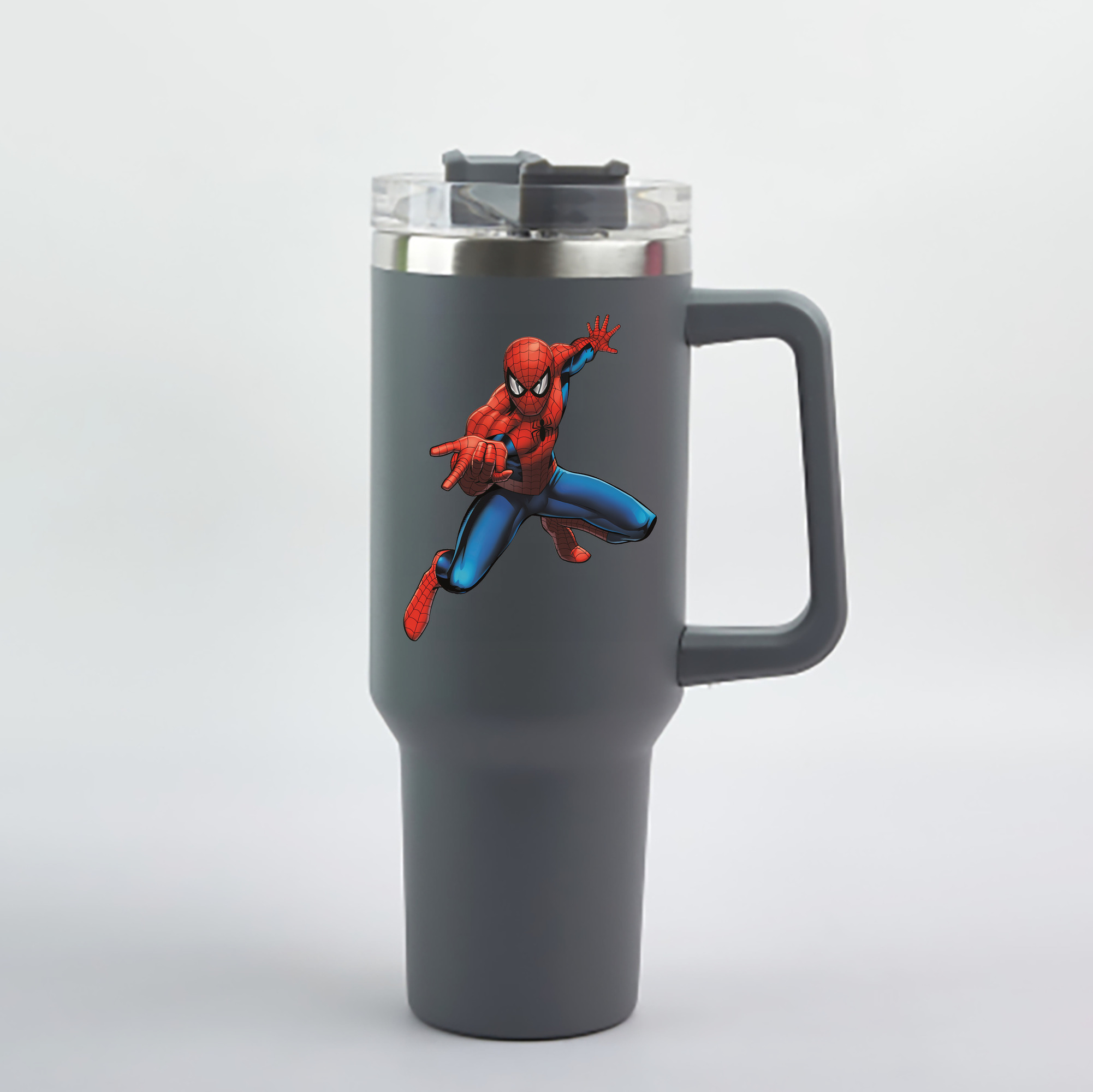 （画像用） Spider Man スパイダーマン 1200mL車用タンブラー - クリスタルステッカー（プラスチックストロー付き）