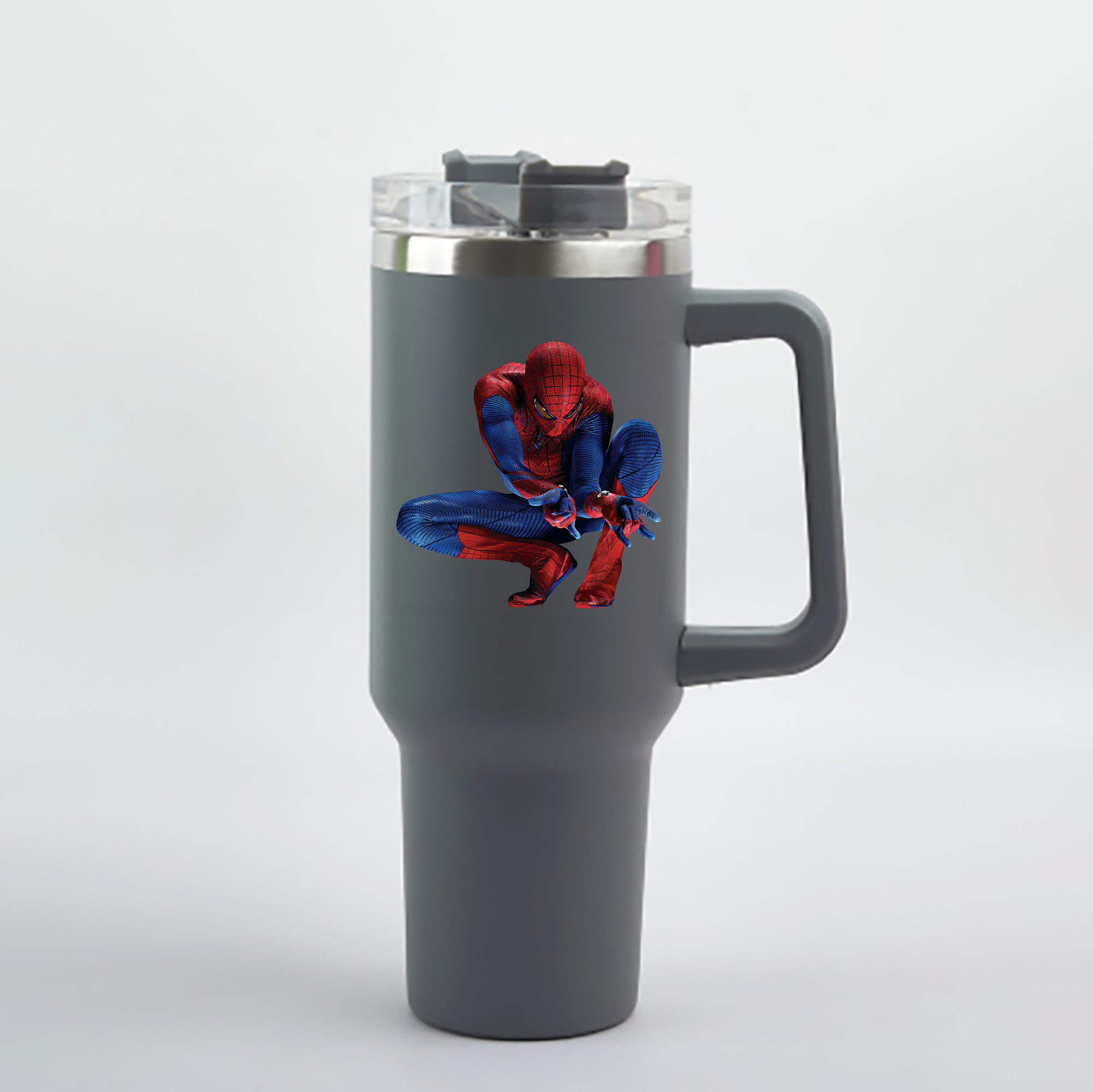 （画像用） Spider Man スパイダーマン 1200mL車用タンブラー - クリスタルステッカー（プラスチックストロー付き）