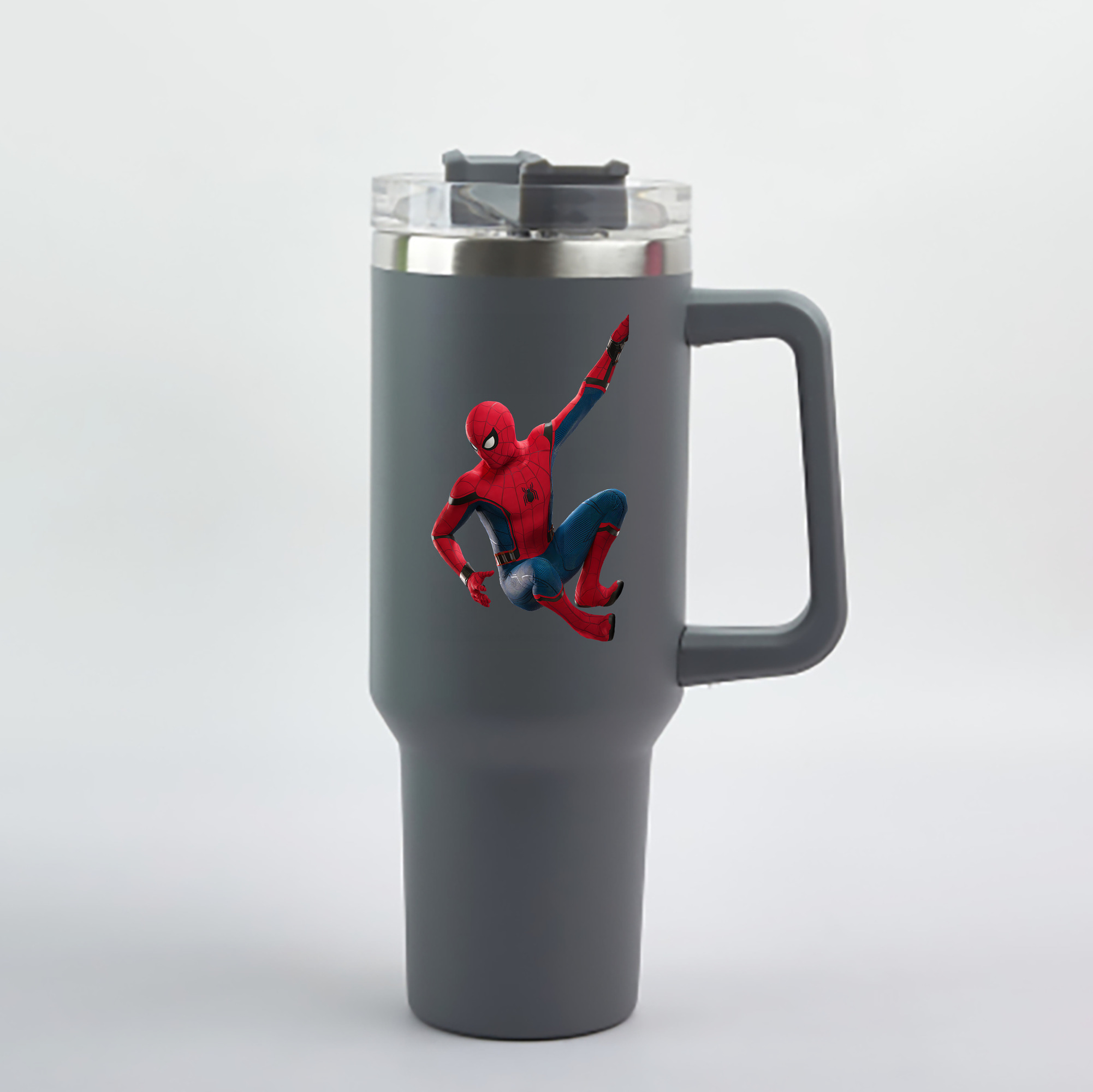 （画像用） Spider Man スパイダーマン 1200mL車用タンブラー - クリスタルステッカー（プラスチックストロー付き）