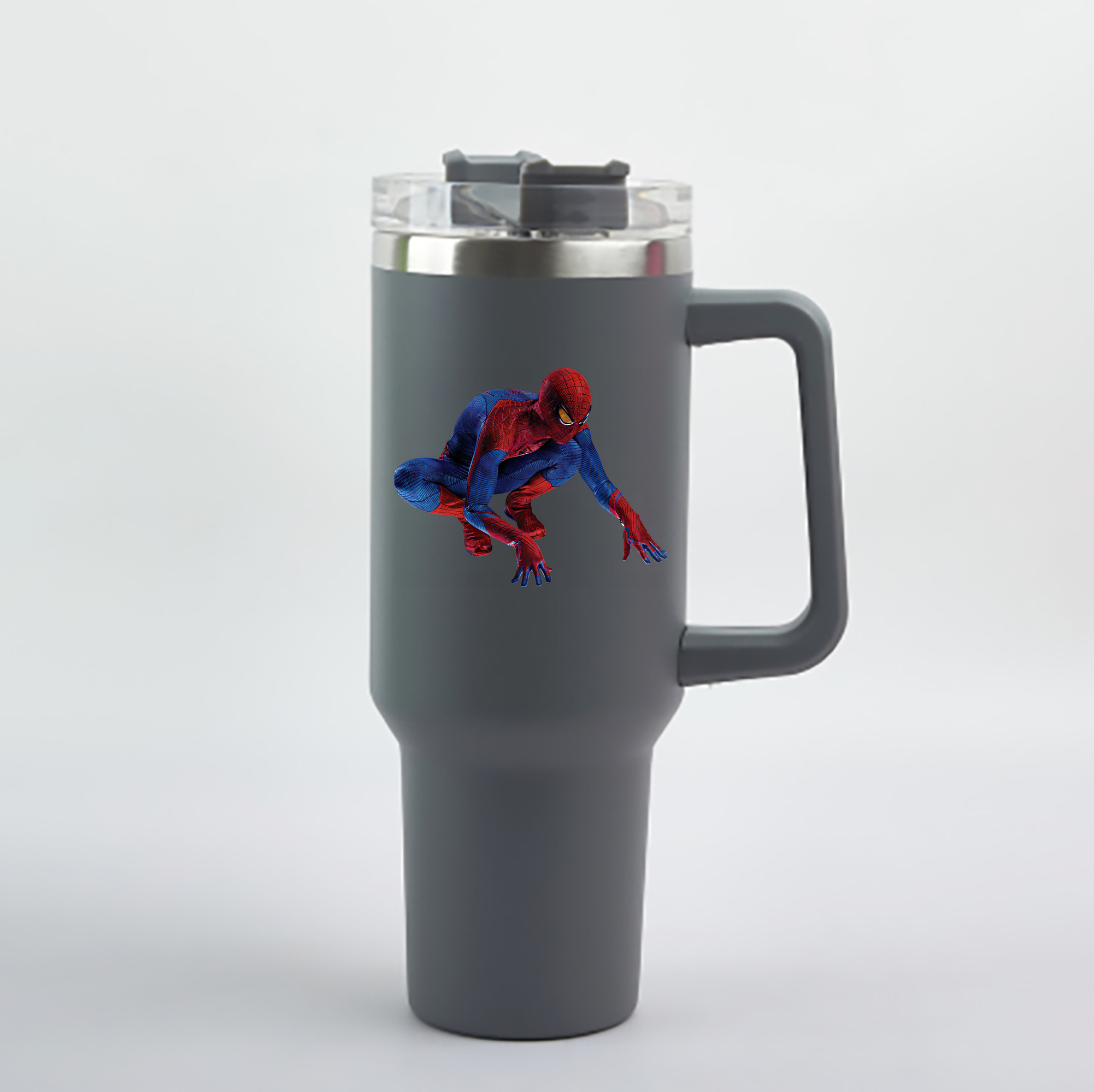 （画像用） Spider Man スパイダーマン 1200mL車用タンブラー - クリスタルステッカー（プラスチックストロー付き）
