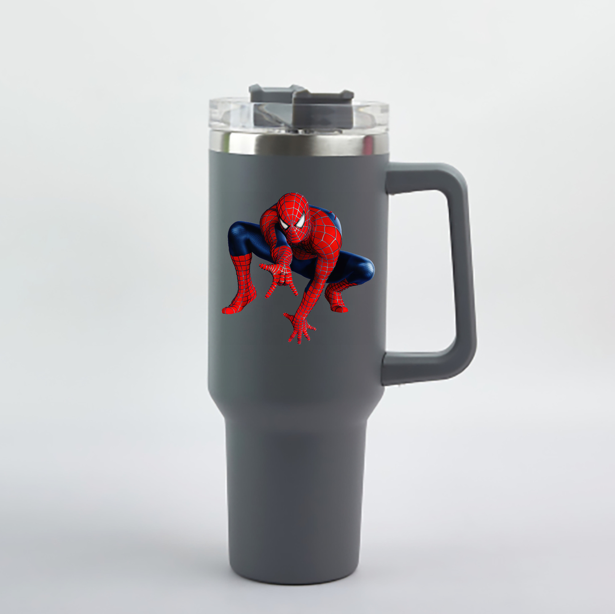 （画像用） Spider Man スパイダーマン 1200mL車用タンブラー - クリスタルステッカー（プラスチックストロー付き）