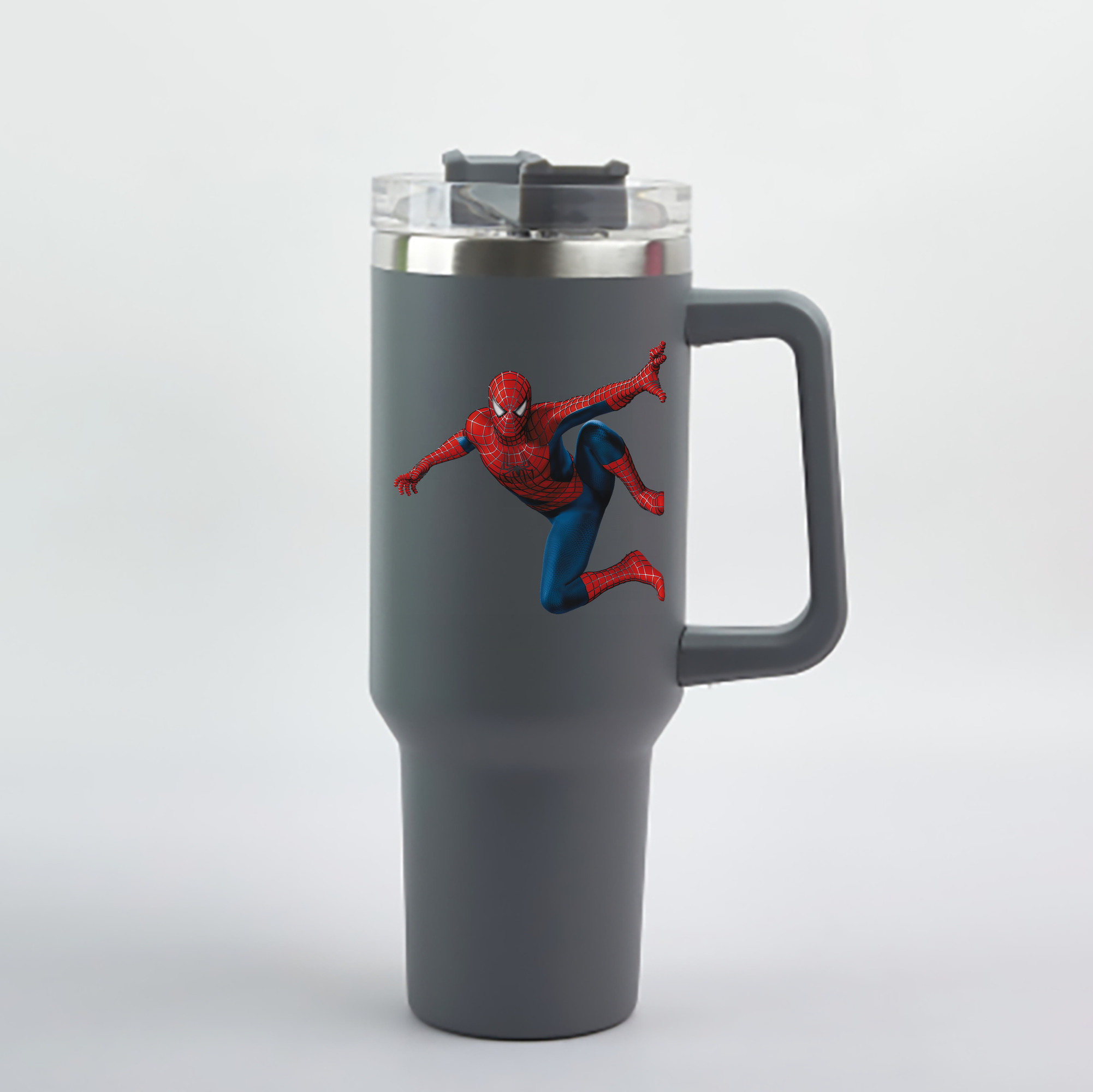 （画像用） Spider Man スパイダーマン 1200mL車用タンブラー - クリスタルステッカー（プラスチックストロー付き）