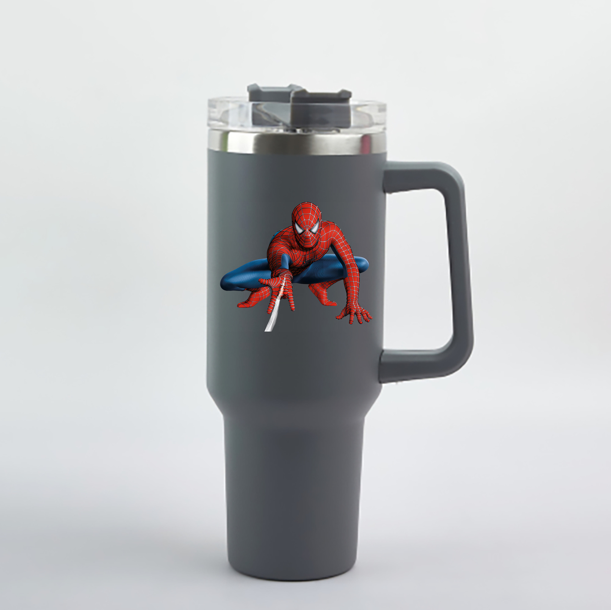 （画像用） Spider Man スパイダーマン 1200mL車用タンブラー - クリスタルステッカー（プラスチックストロー付き）