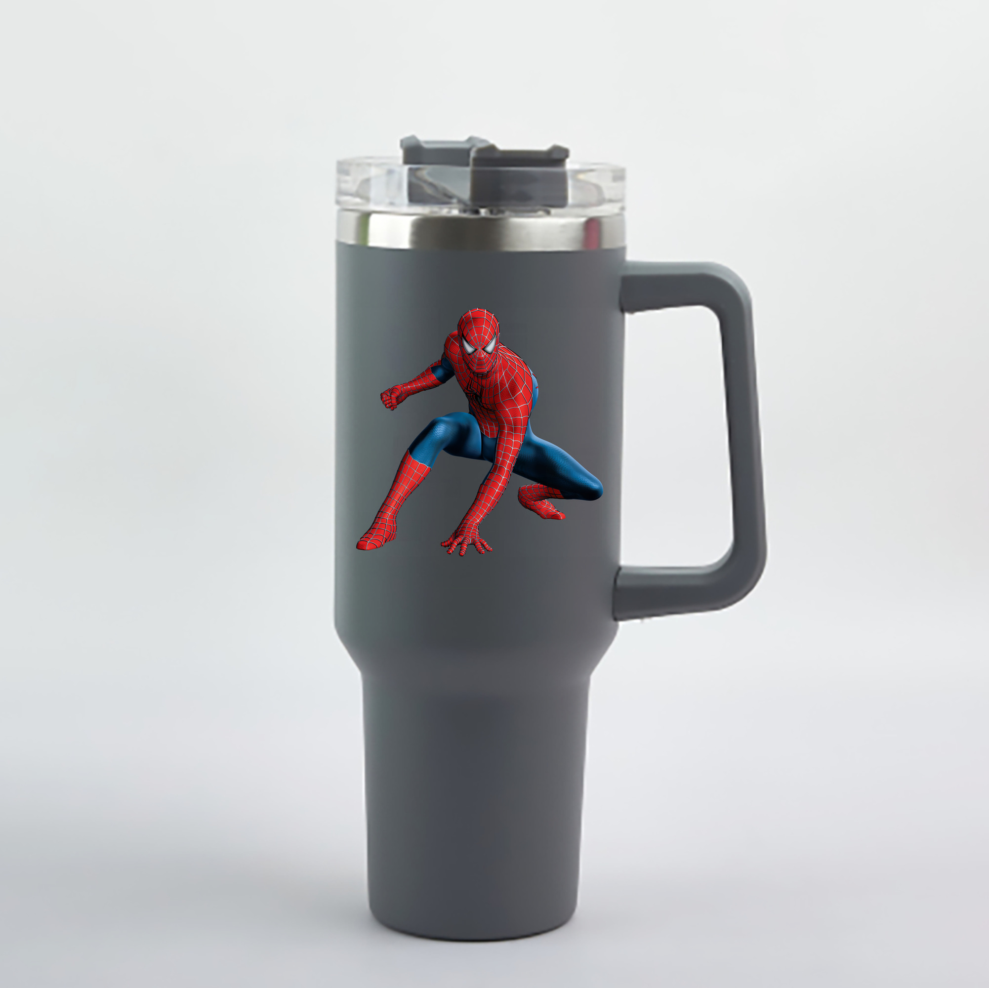 （画像用） Spider Man スパイダーマン 1200mL車用タンブラー - クリスタルステッカー（プラスチックストロー付き）