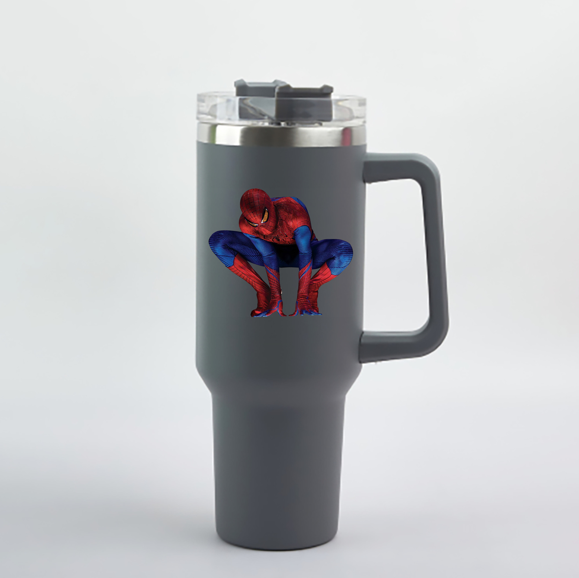 （画像用） Spider Man スパイダーマン 1200mL車用タンブラー - クリスタルステッカー（プラスチックストロー付き）