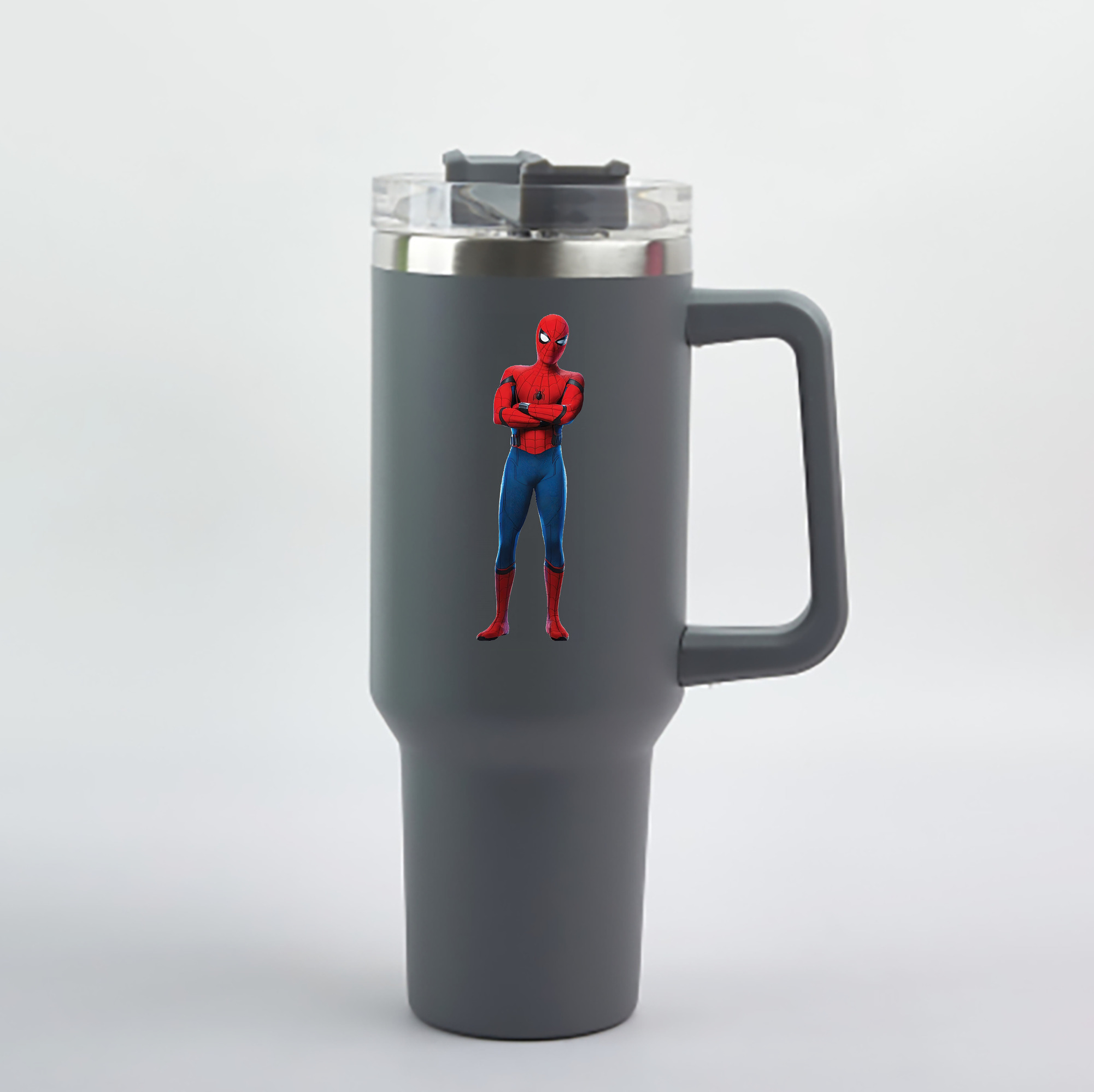（画像用） Spider Man スパイダーマン 1200mL車用タンブラー - クリスタルステッカー（プラスチックストロー付き）
