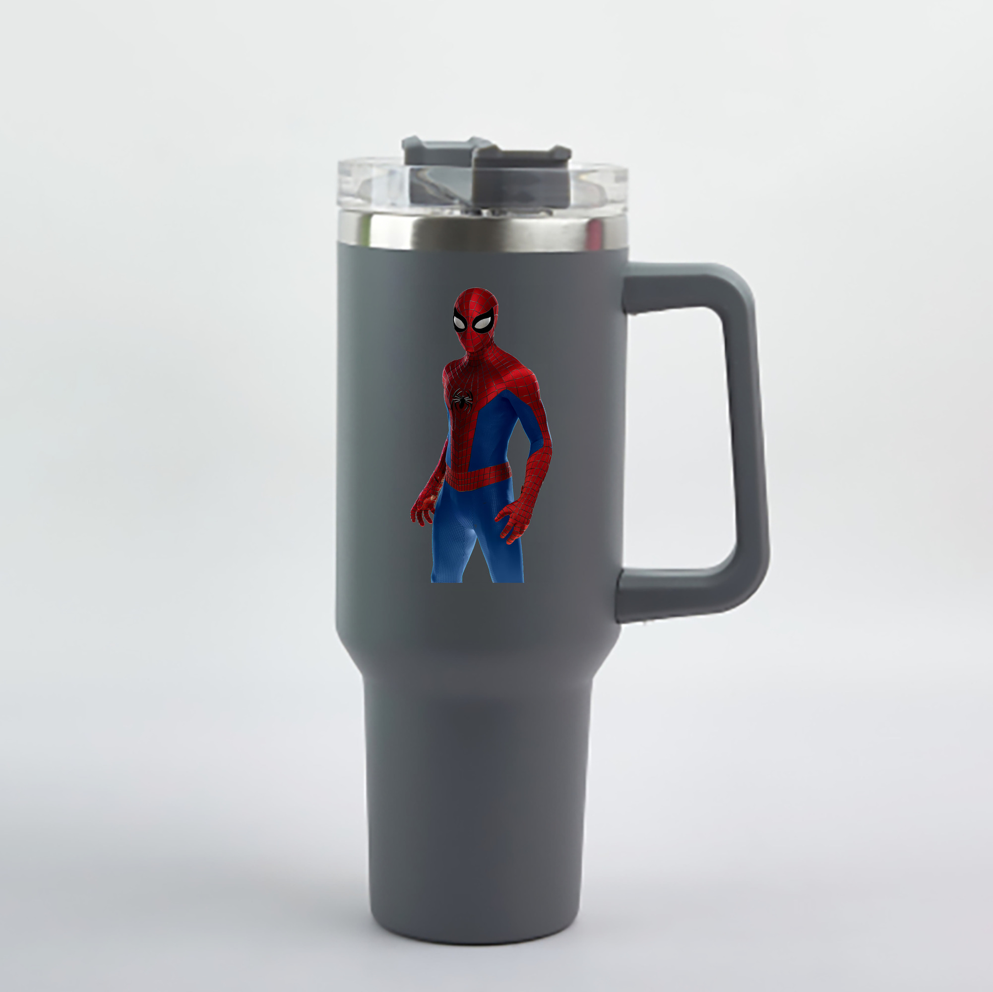 （画像用） Spider Man スパイダーマン 1200mL車用タンブラー - クリスタルステッカー（プラスチックストロー付き）