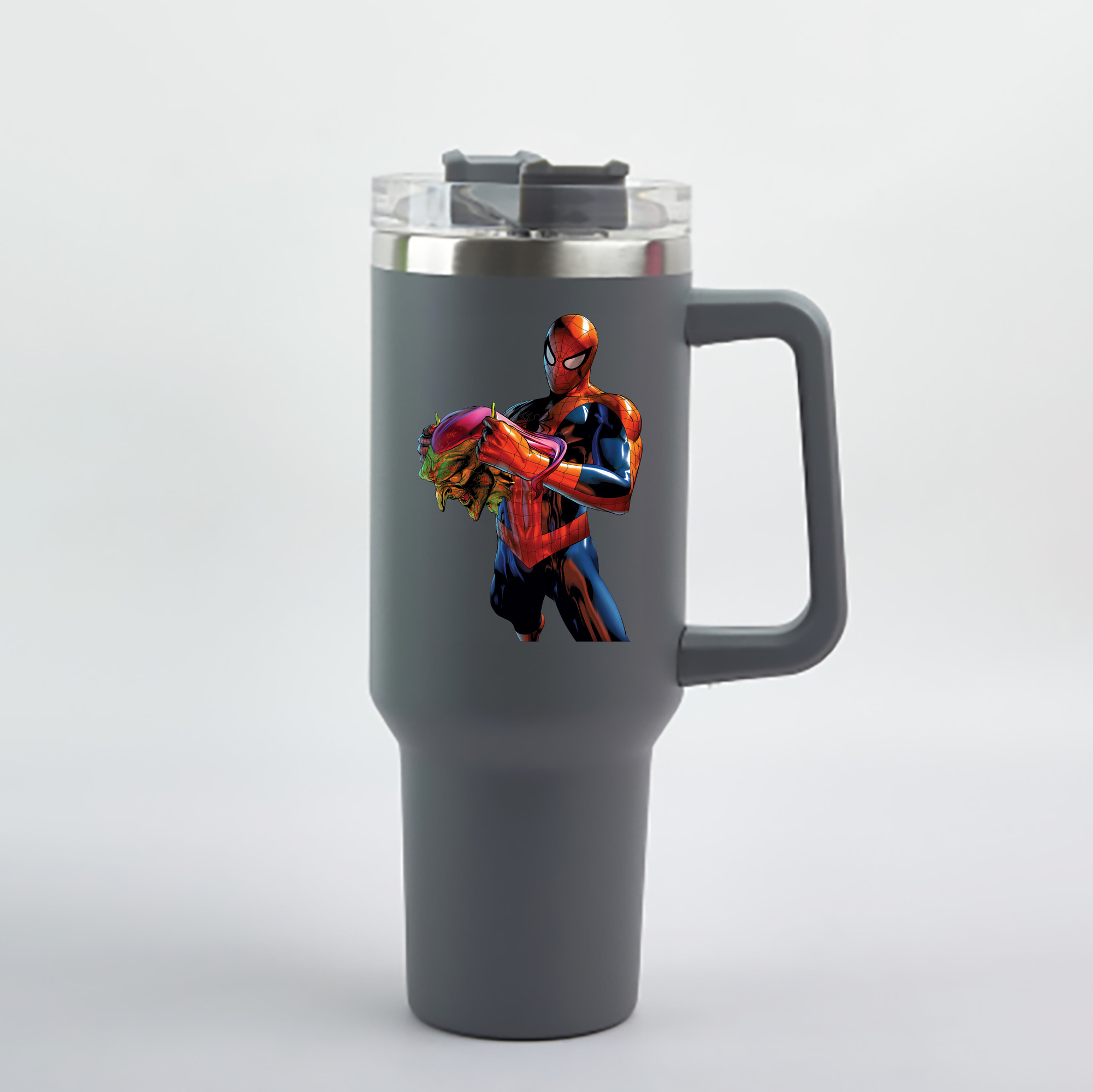 （画像用） Spider Man スパイダーマン 1200mL車用タンブラー - クリスタルステッカー（プラスチックストロー付き）