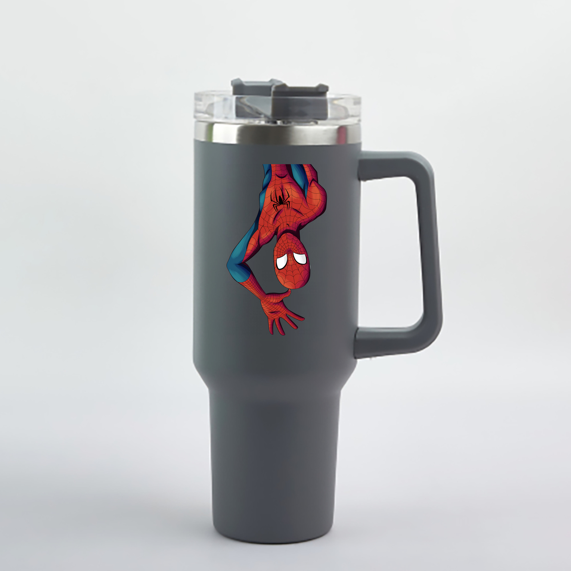 （画像用） Spider Man スパイダーマン 1200mL車用タンブラー - クリスタルステッカー（プラスチックストロー付き）