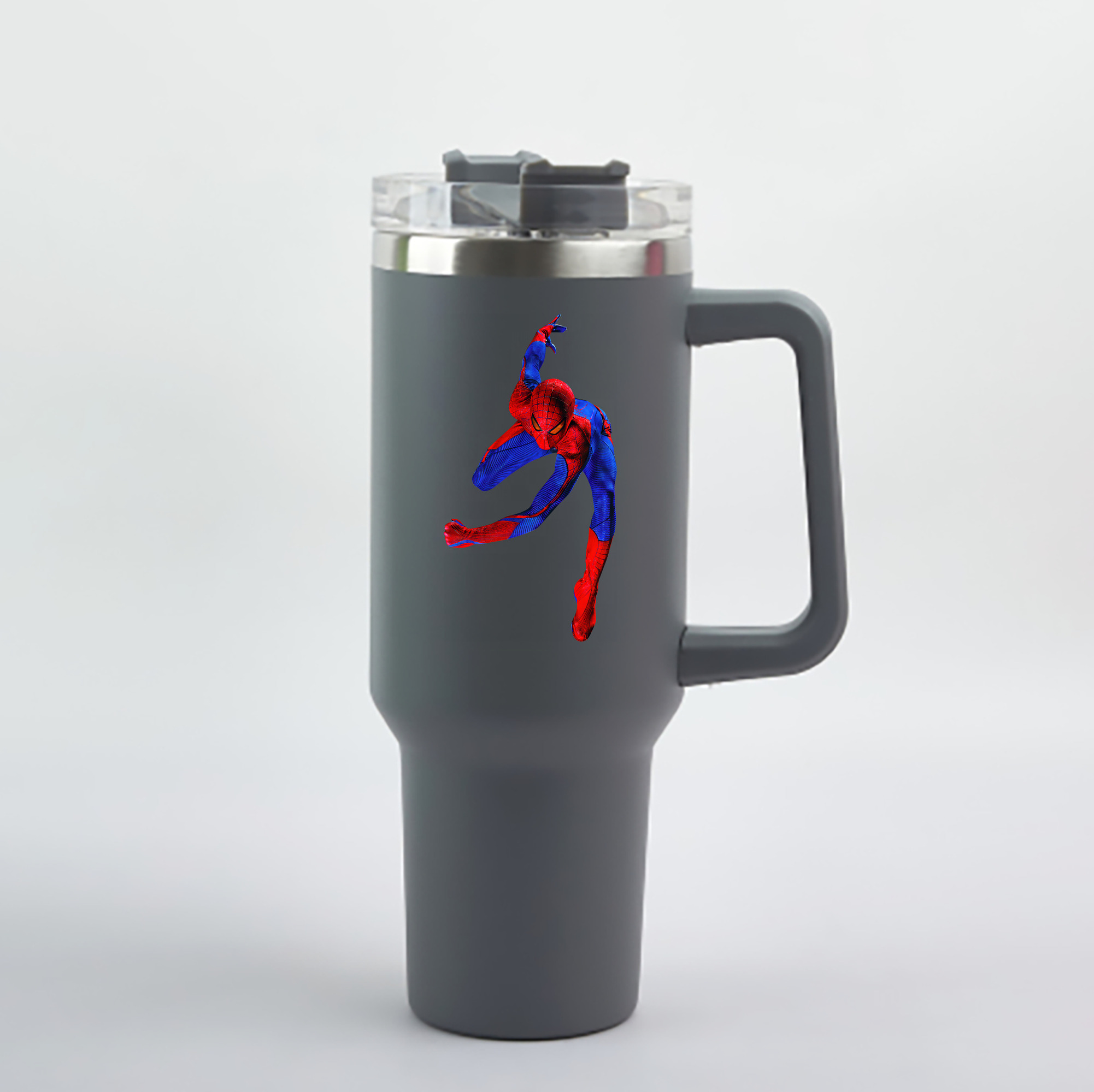 （画像用） Spider Man スパイダーマン 1200mL車用タンブラー - クリスタルステッカー（プラスチックストロー付き）
