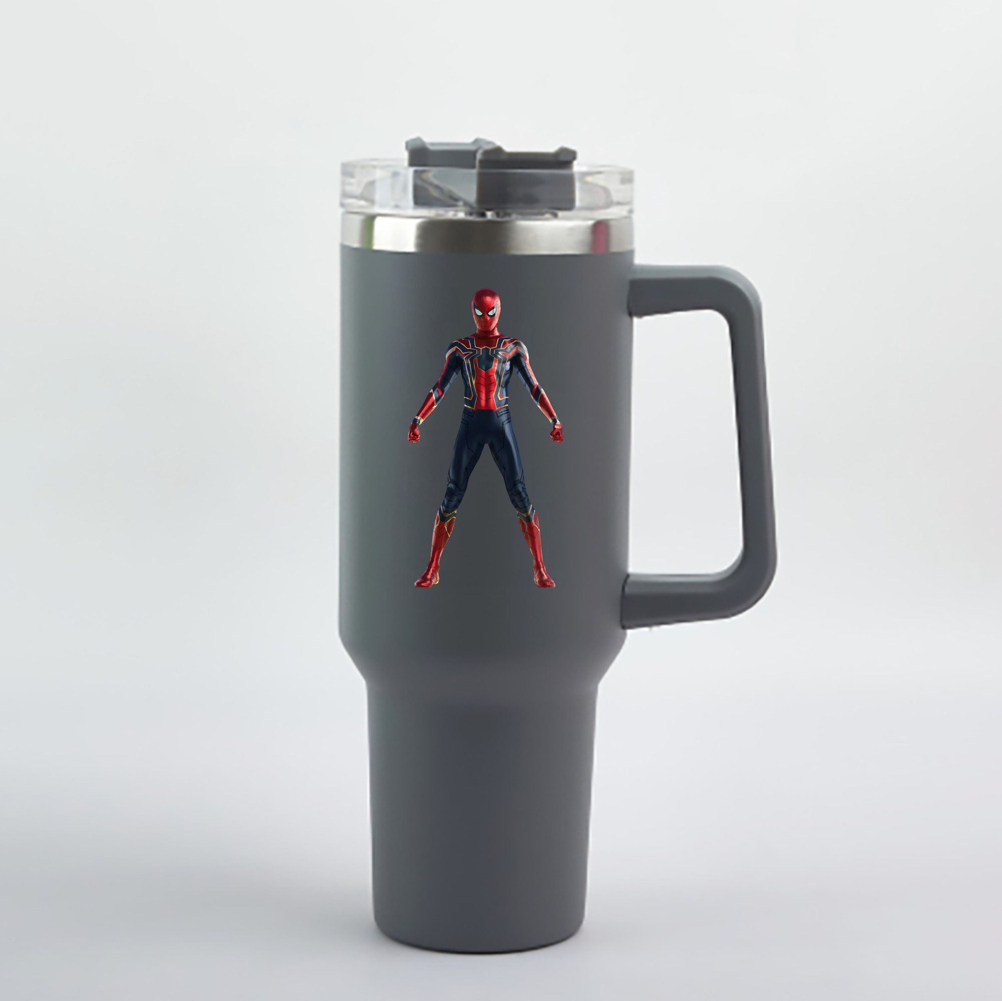 （画像用） Spider Man スパイダーマン 1200mL車用タンブラー - クリスタルステッカー（プラスチックストロー付き）