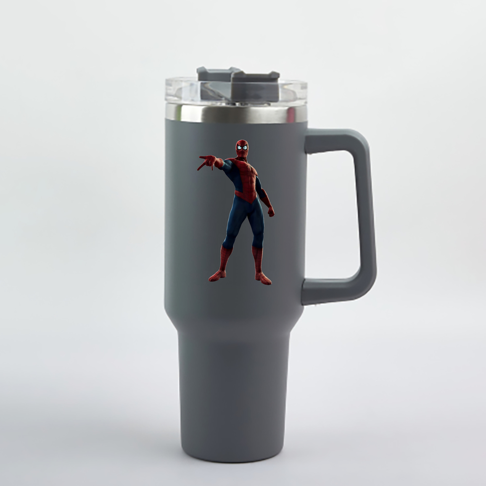 （画像用） Spider Man スパイダーマン 1200mL車用タンブラー - クリスタルステッカー（プラスチックストロー付き）