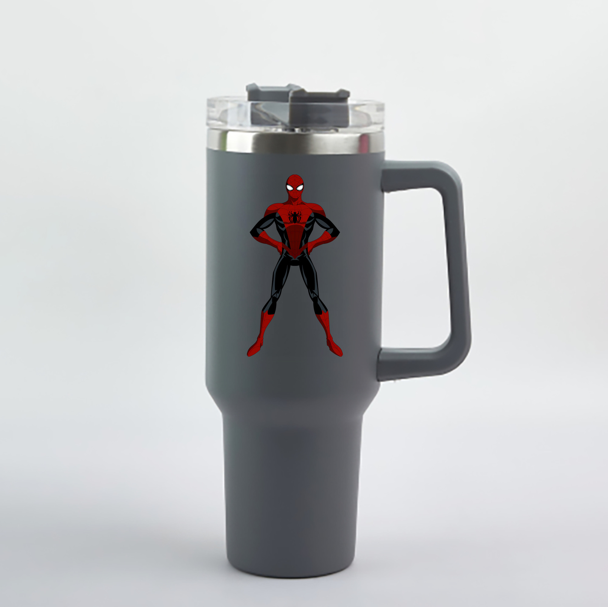 （画像用） Spider Man スパイダーマン 1200mL車用タンブラー - クリスタルステッカー（プラスチックストロー付き）