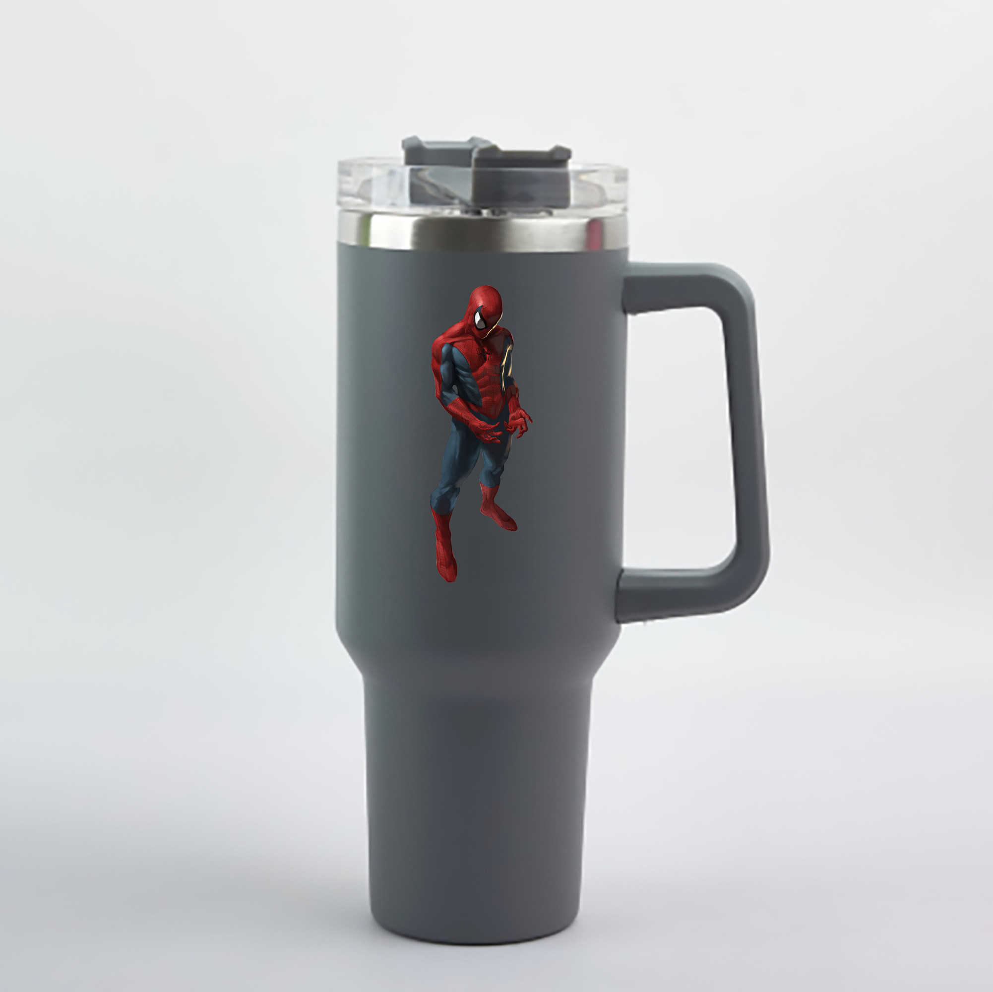（画像用） Spider Man スパイダーマン 1200mL車用タンブラー - クリスタルステッカー（プラスチックストロー付き）