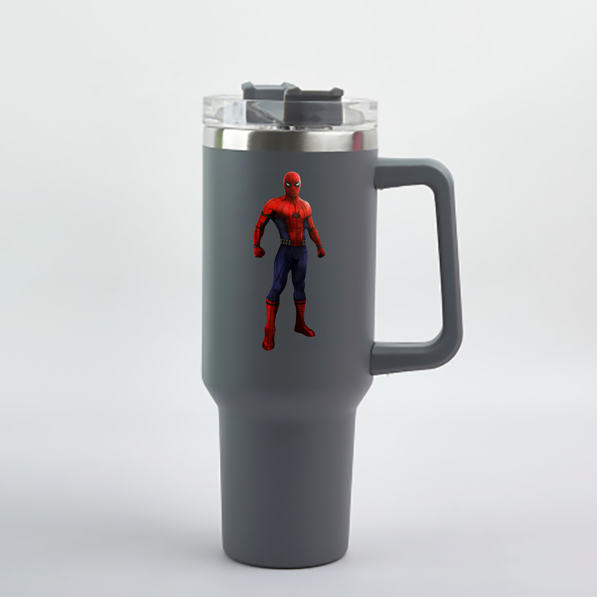 （画像用） Spider Man スパイダーマン 1200mL車用タンブラー - クリスタルステッカー（プラスチックストロー付き）