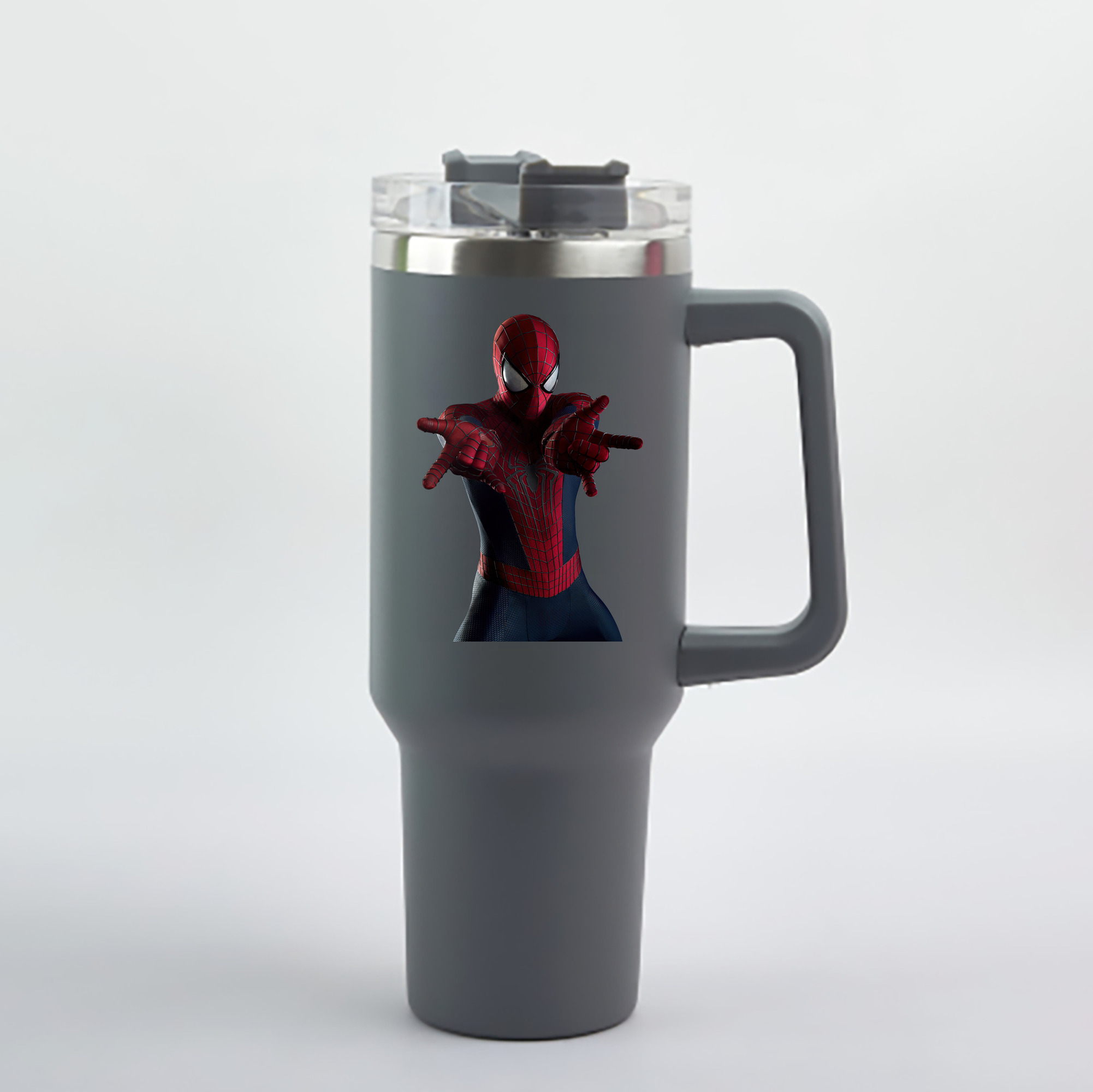 （画像用） Spider Man スパイダーマン 1200mL車用タンブラー - クリスタルステッカー（プラスチックストロー付き）