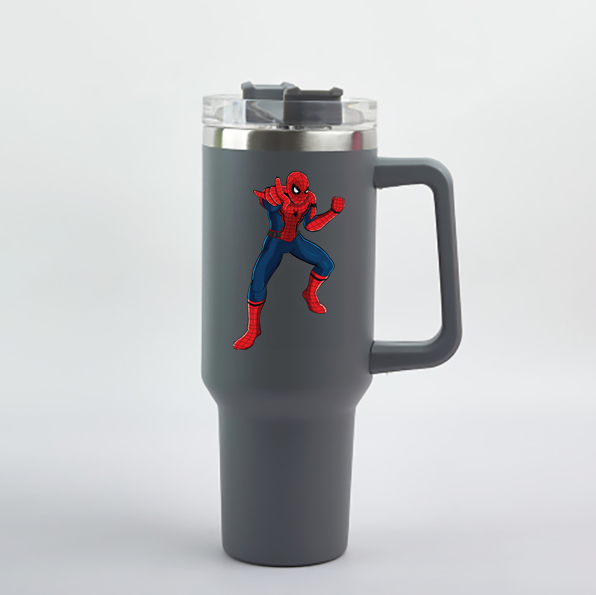 （画像用） Spider Man スパイダーマン 1200mL車用タンブラー - クリスタルステッカー（プラスチックストロー付き）