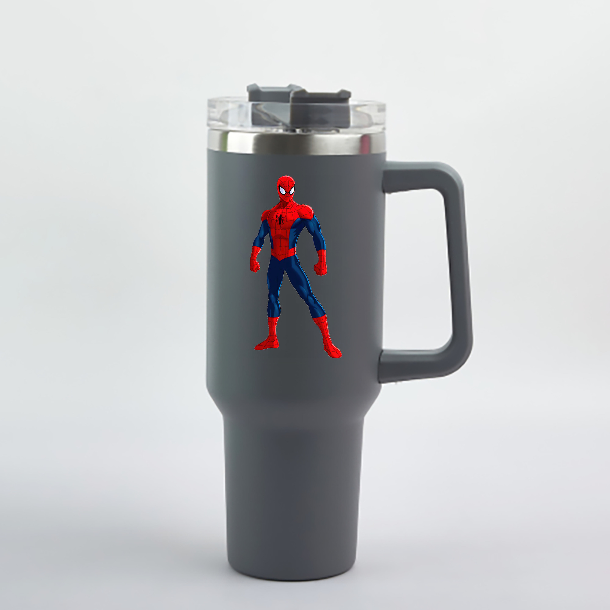 （画像用） Spider Man スパイダーマン 1200mL車用タンブラー - クリスタルステッカー（プラスチックストロー付き）