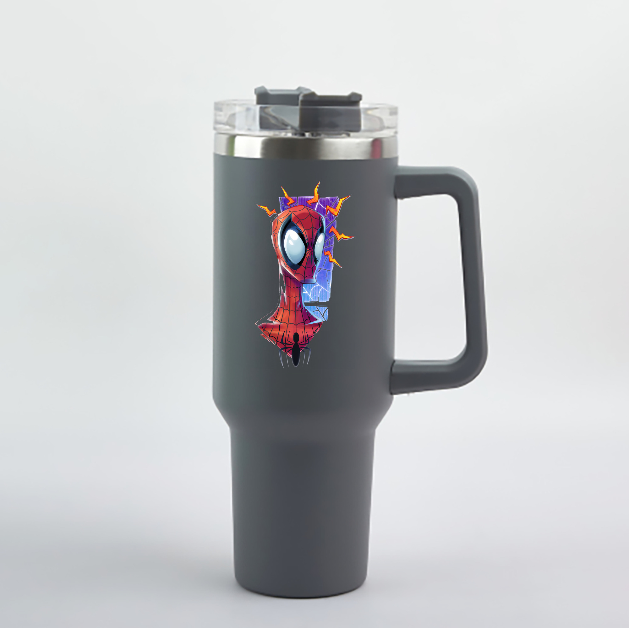 （画像用） Spider Man スパイダーマン 1200mL車用タンブラー - クリスタルステッカー（プラスチックストロー付き）
