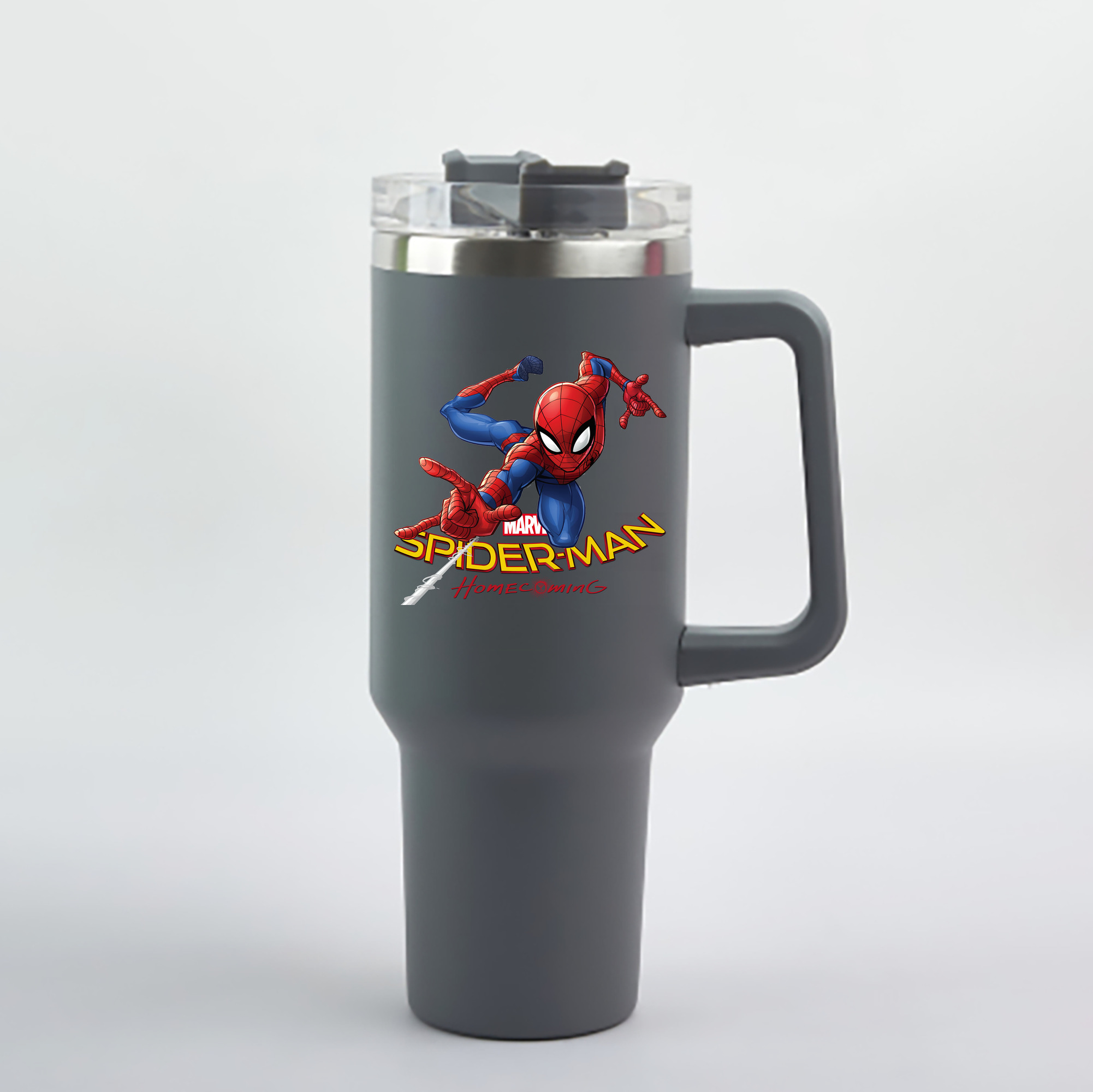 （画像用） Spider Man スパイダーマン 1200mL車用タンブラー - クリスタルステッカー（プラスチックストロー付き）