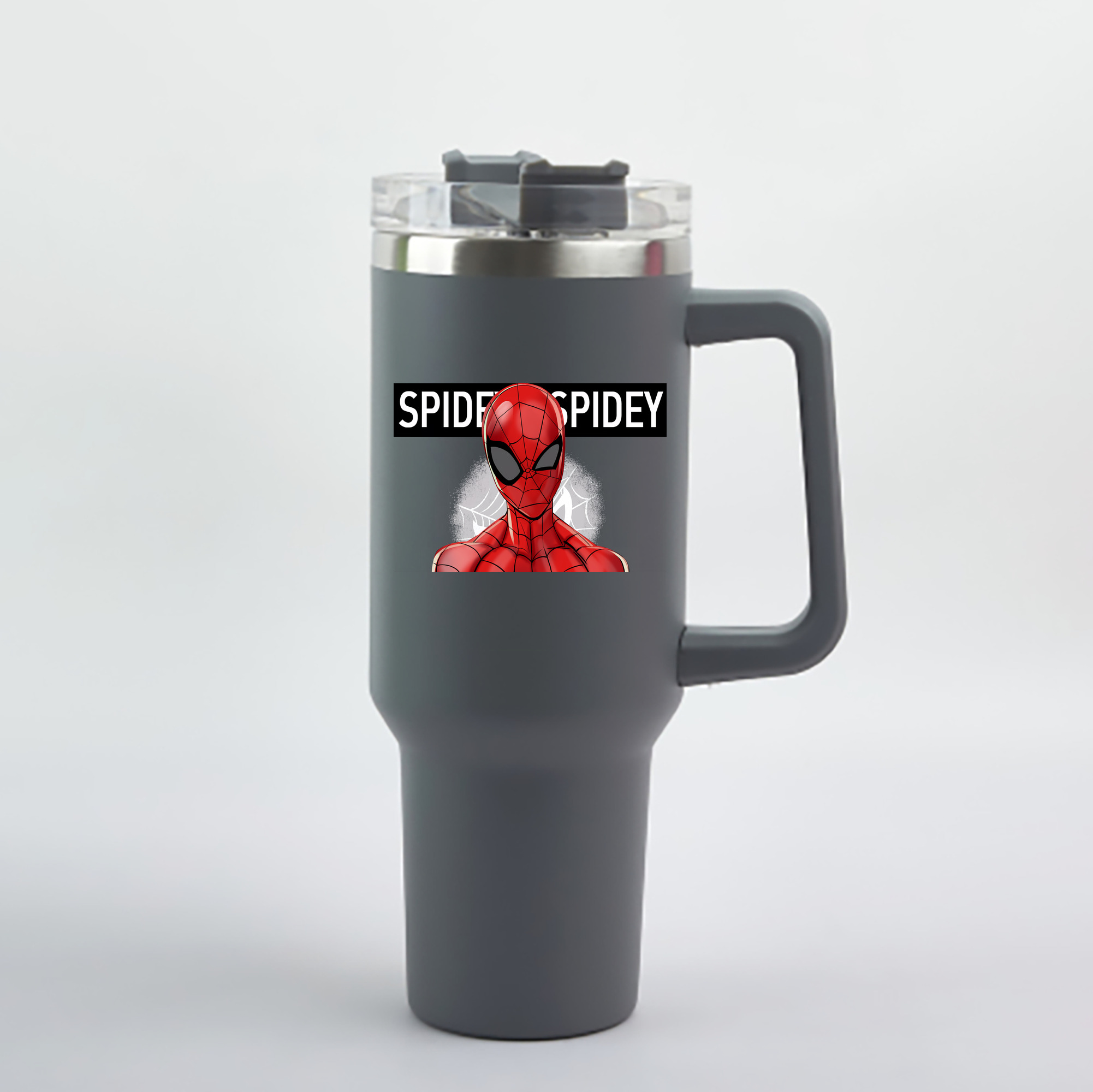 （画像用） Spider Man スパイダーマン 1200mL車用タンブラー - クリスタルステッカー（プラスチックストロー付き）