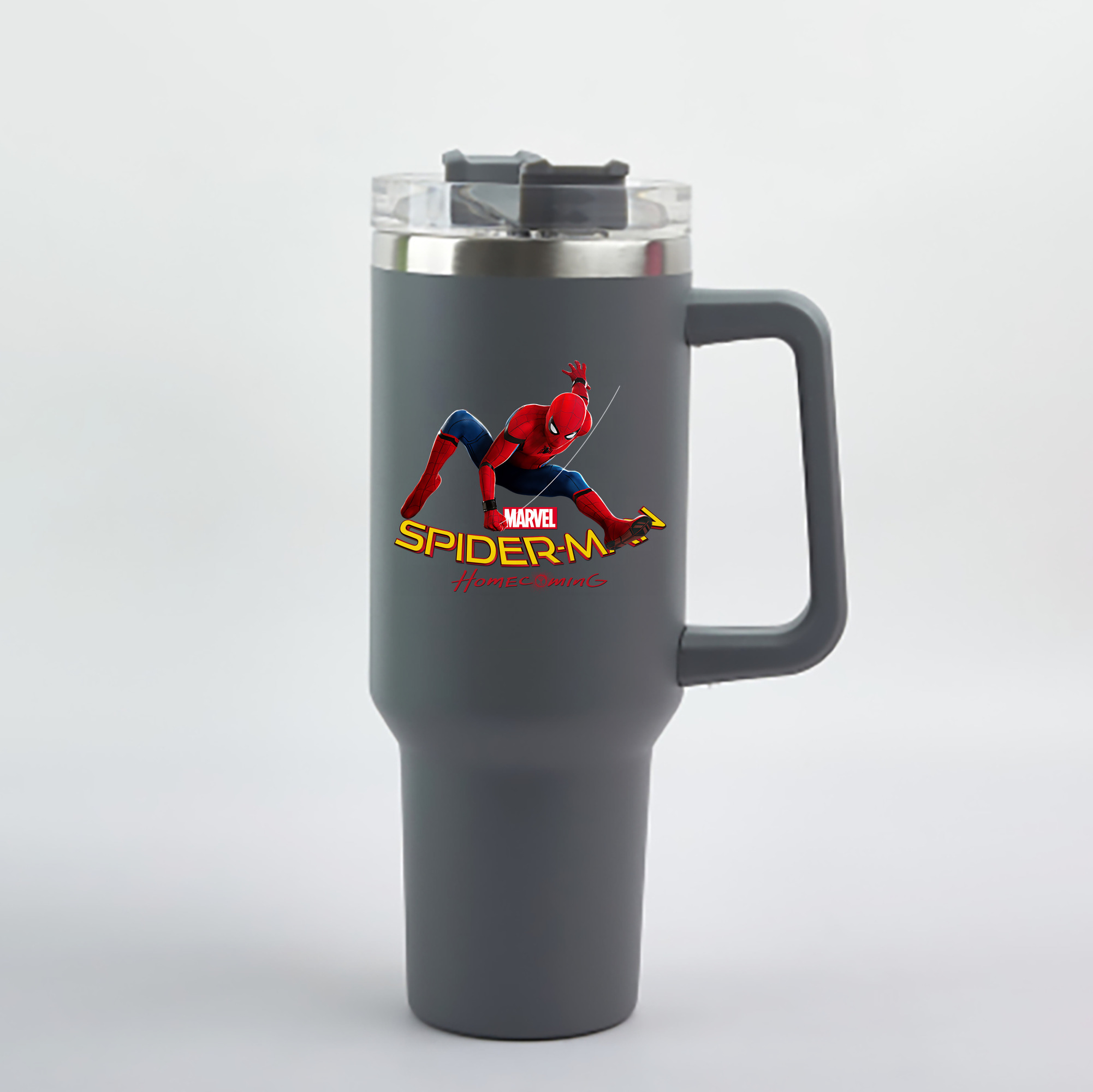 （画像用） Spider Man スパイダーマン 1200mL車用タンブラー - クリスタルステッカー（プラスチックストロー付き）