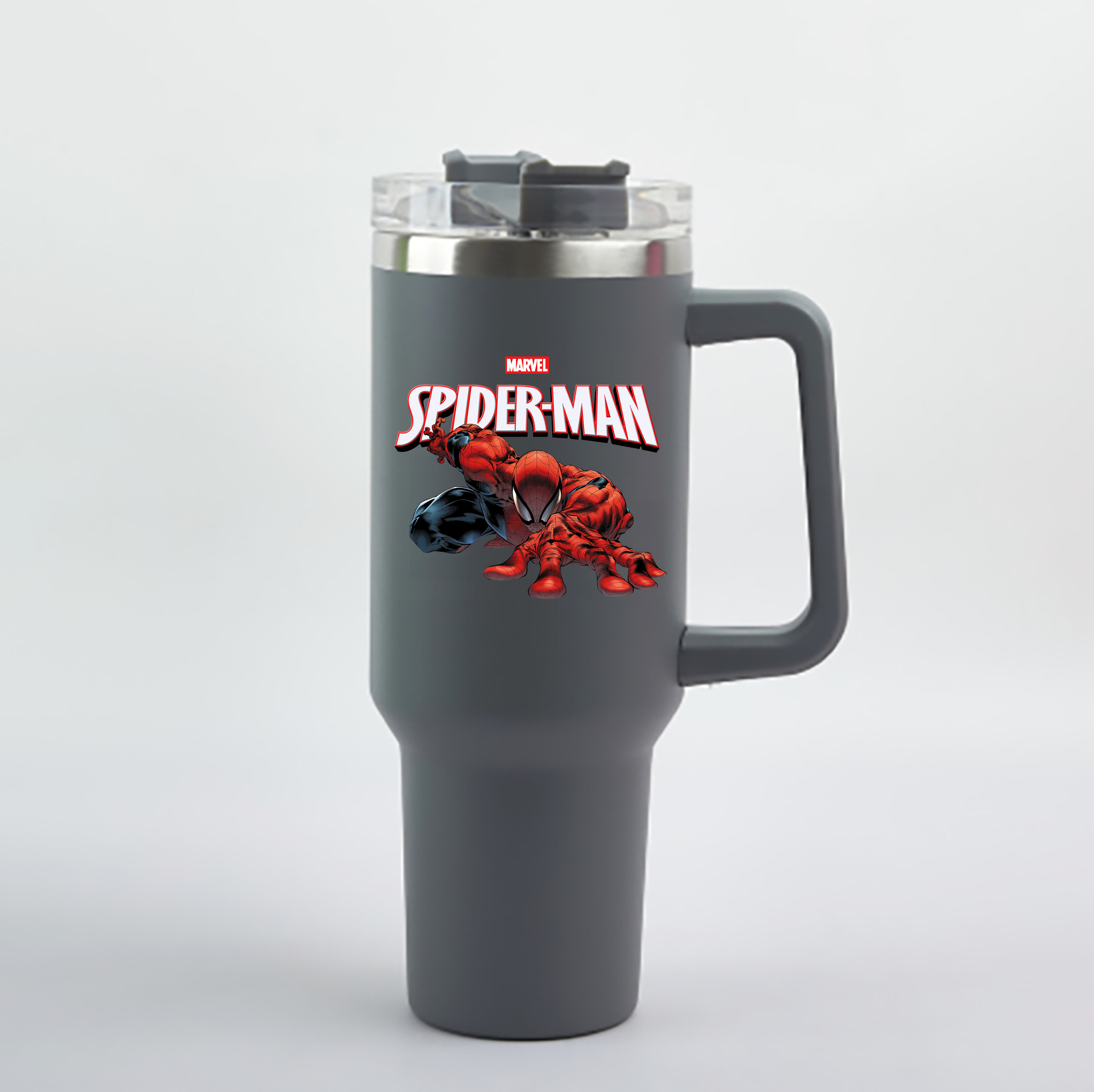 （画像用） Spider Man スパイダーマン 1200mL車用タンブラー - クリスタルステッカー（プラスチックストロー付き）