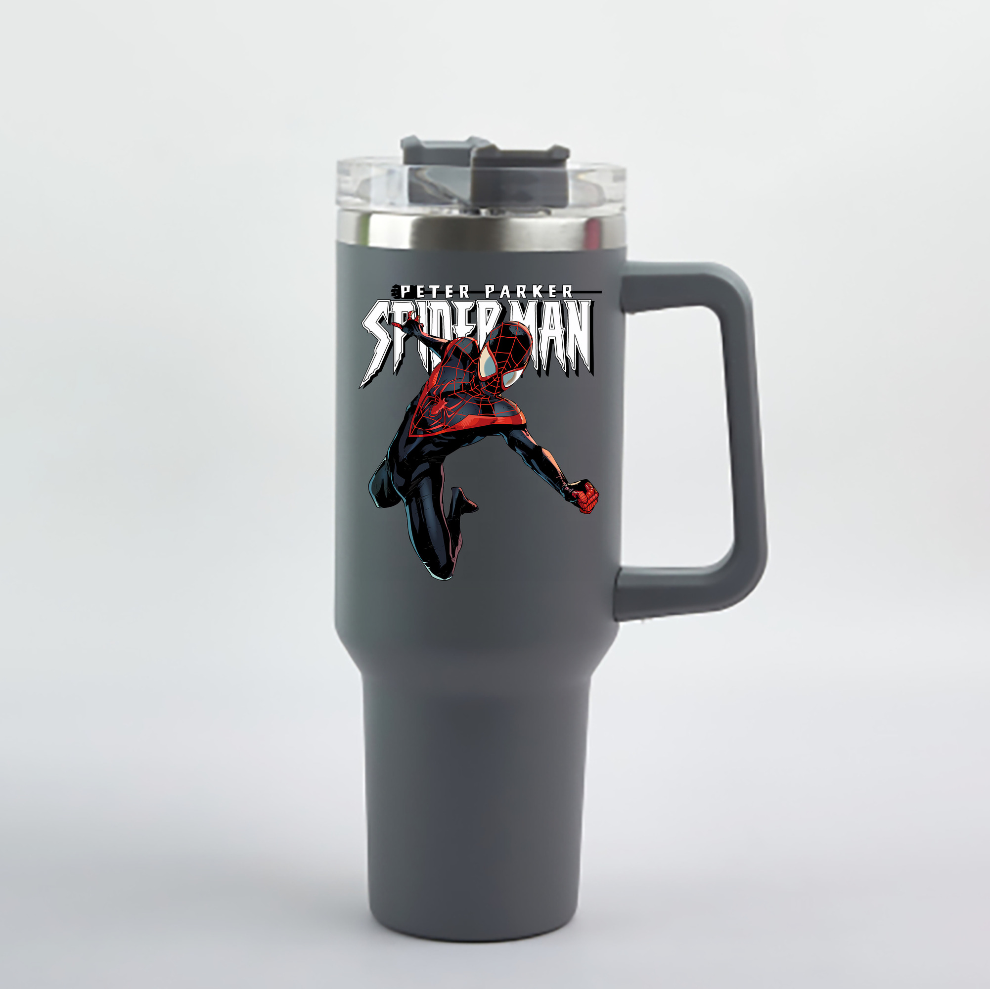 （画像用） Spider Man スパイダーマン 1200mL車用タンブラー - クリスタルステッカー（プラスチックストロー付き）