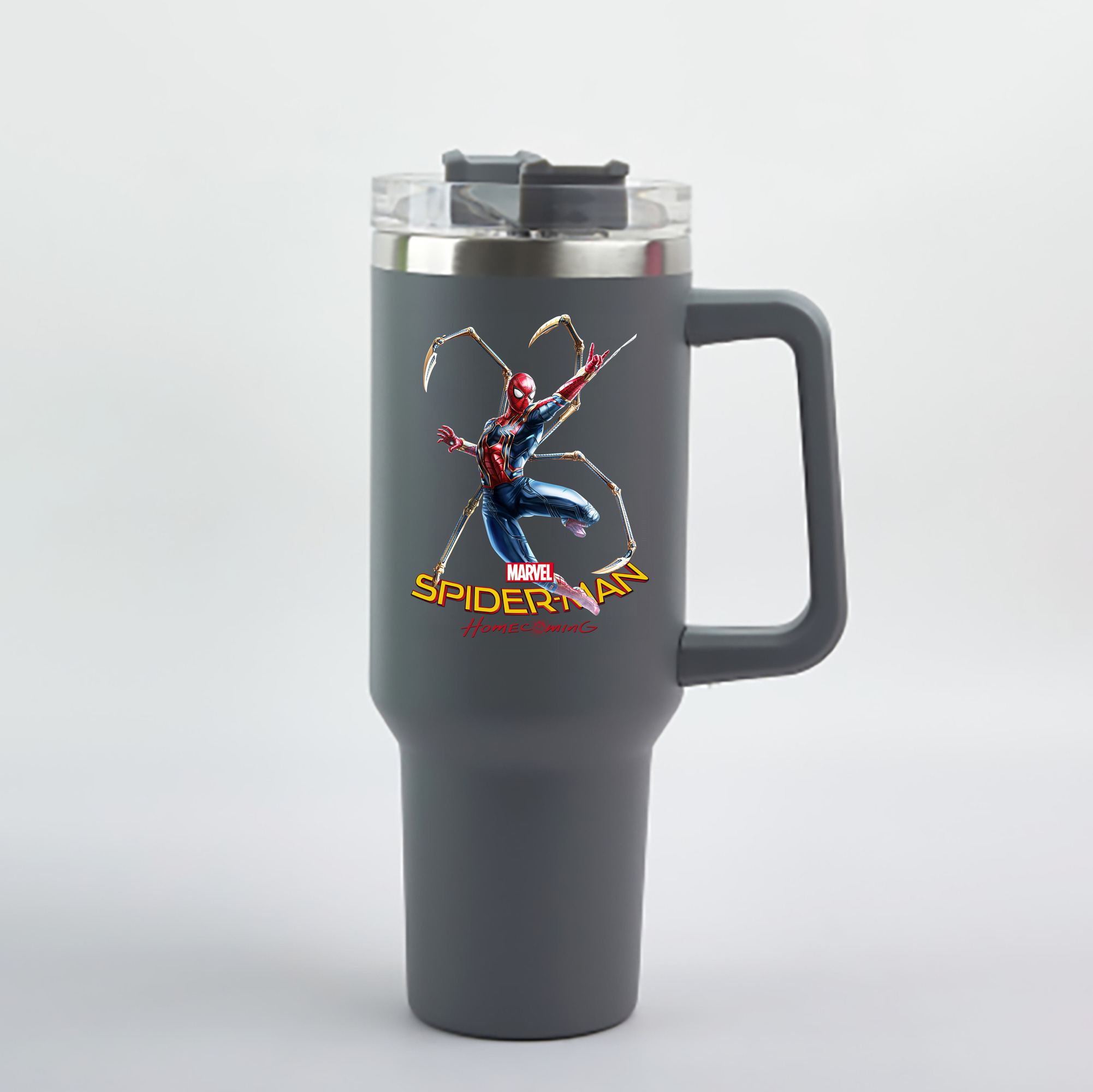 （画像用） Spider Man スパイダーマン 1200mL車用タンブラー - クリスタルステッカー（プラスチックストロー付き）