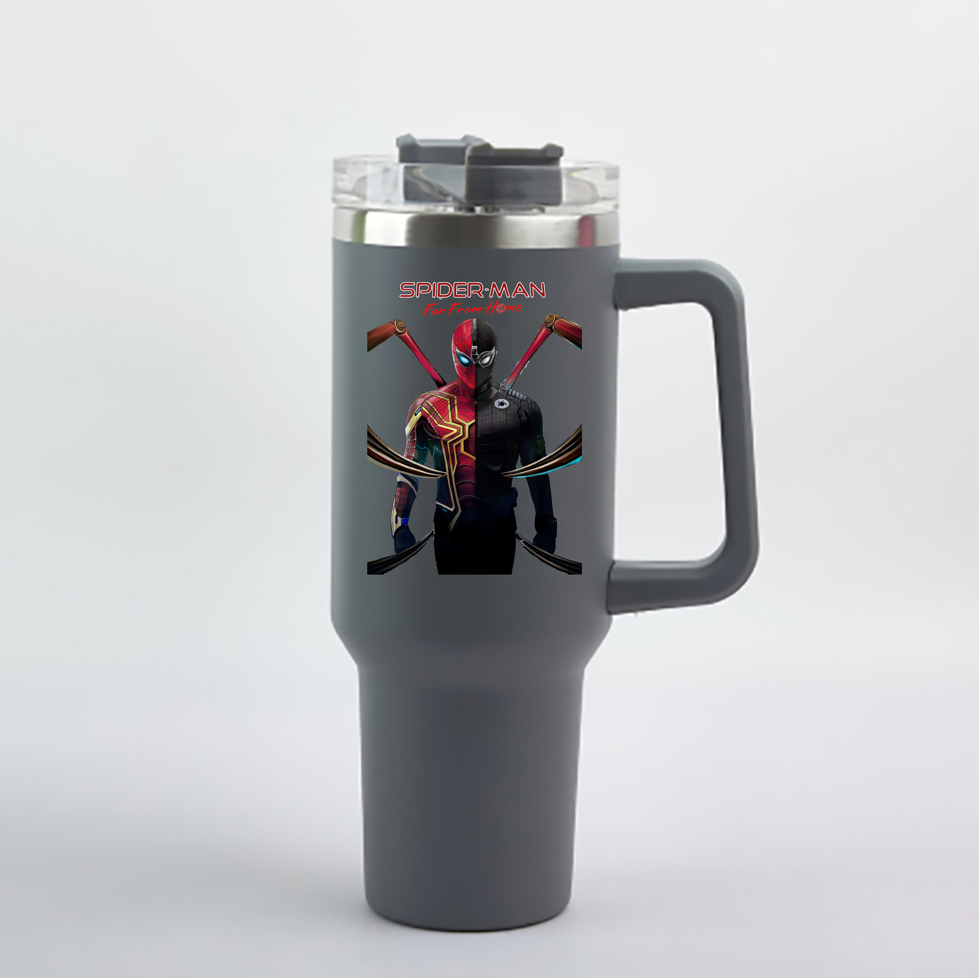 （画像用） Spider Man スパイダーマン 1200mL車用タンブラー - クリスタルステッカー（プラスチックストロー付き）