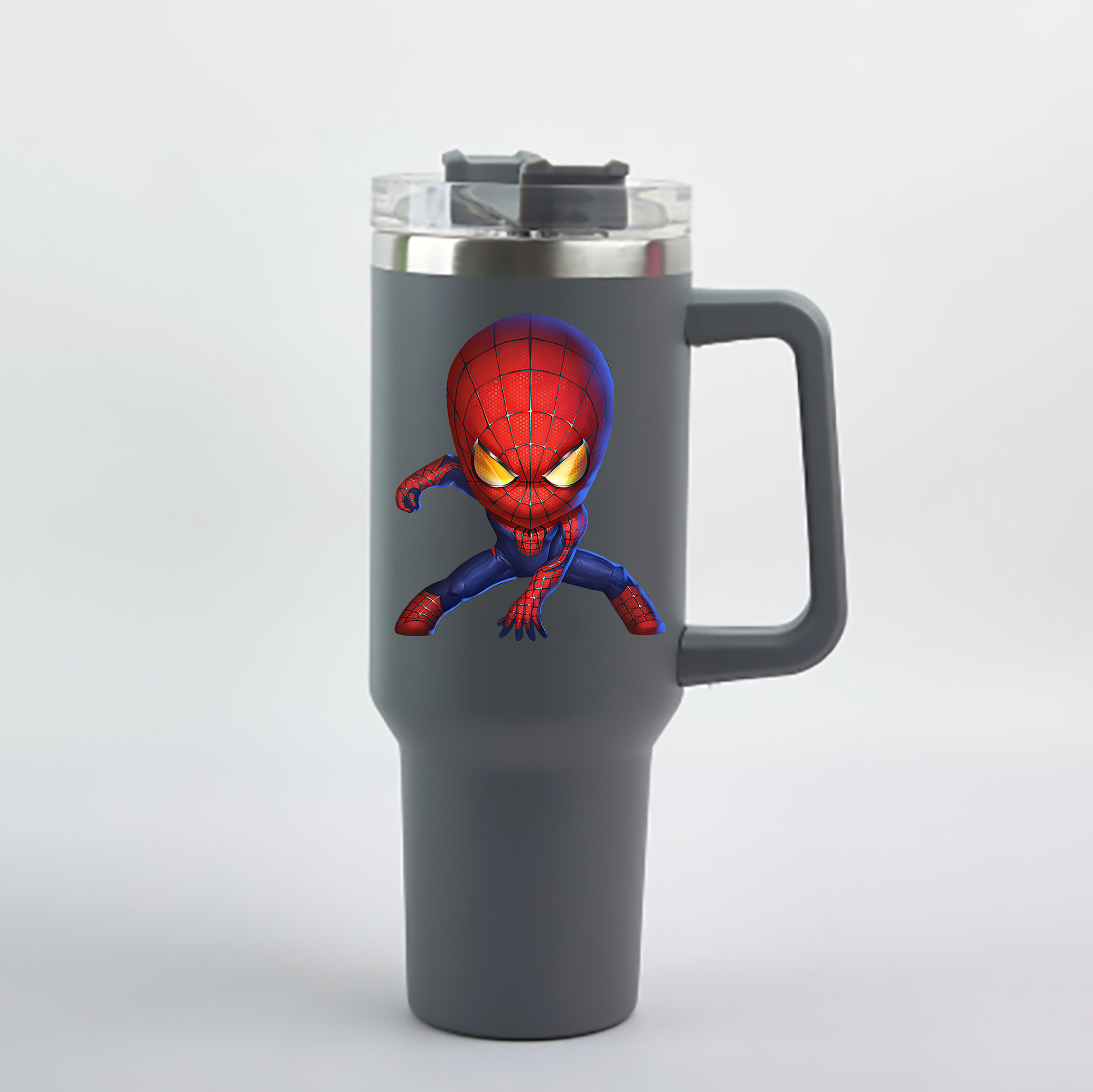 （画像用） Spider Man スパイダーマン 1200mL車用タンブラー - クリスタルステッカー（プラスチックストロー付き）